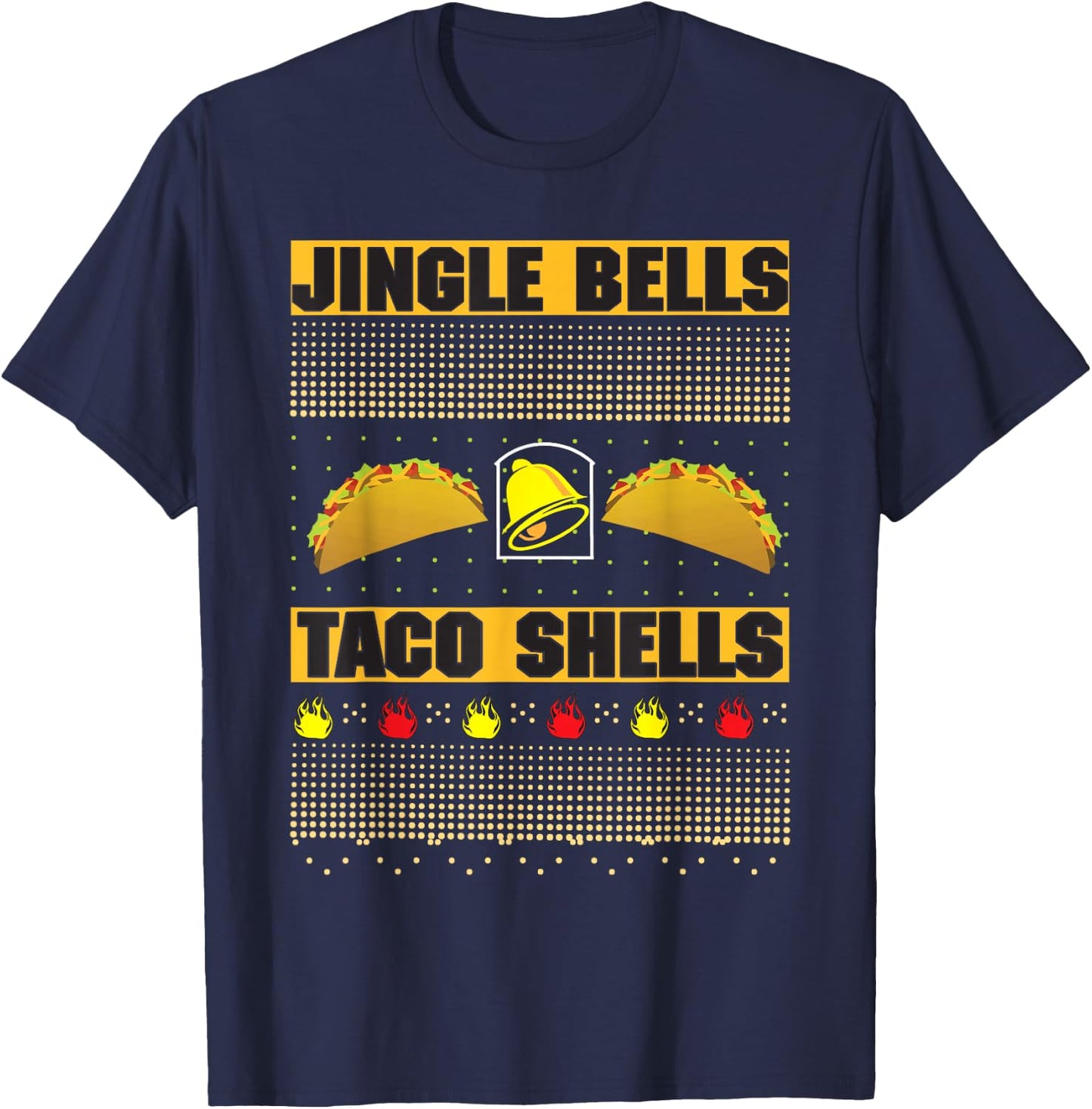 Taco Lover Mexican Food Jingle Bells Taco Shells T-Shirt - T-Shirt | Navy