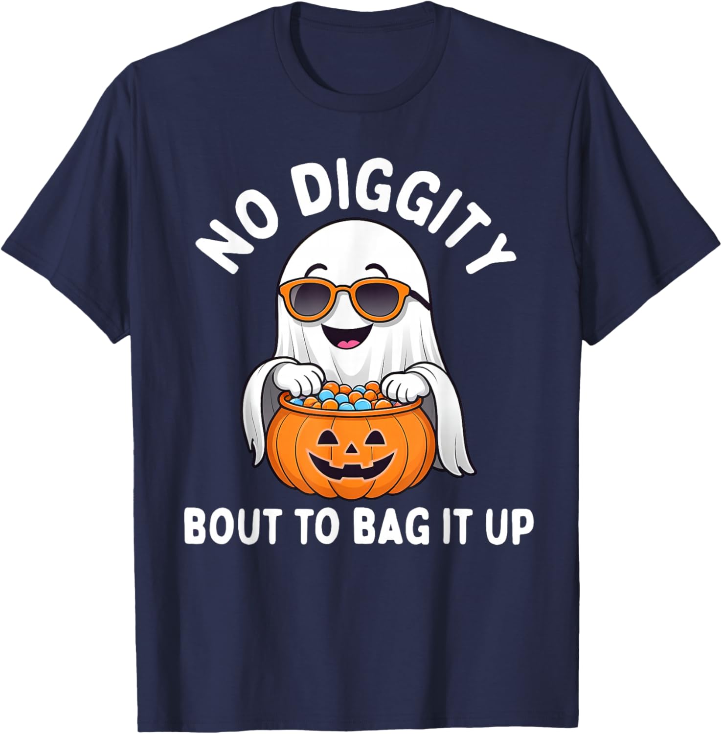 Halloween Ghost No Diggity Bout to Bag it Up Toddler Boys T-Shirt - T-Shirt | Navy
