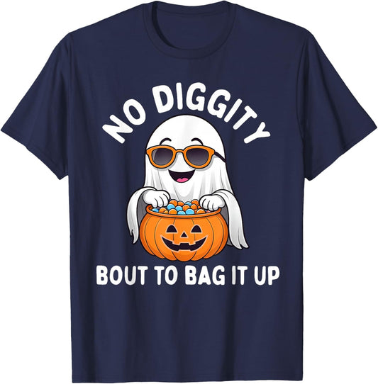 Halloween Ghost No Diggity Bout to Bag it Up Toddler Boys T-Shirt - T-Shirt | Navy
