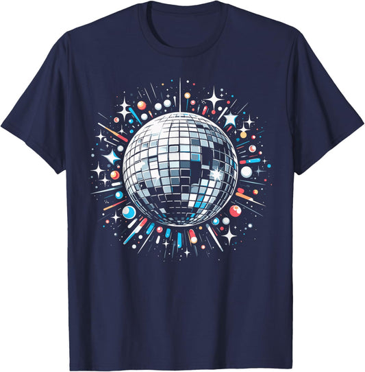 Disco Ball Celebration Design - Party Vibes T-Shirt - T-Shirt | Navy
