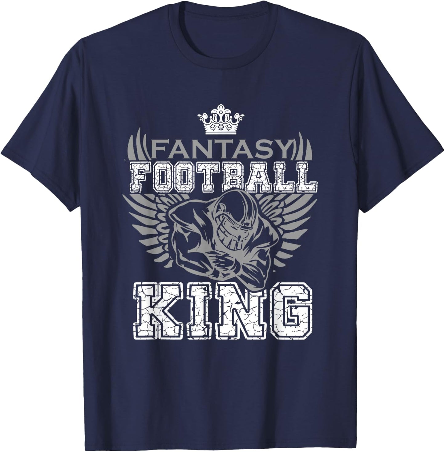 Fantasy Football King Funny Draft Day Champion Party Sports T-Shirt - T-Shirt | Navy