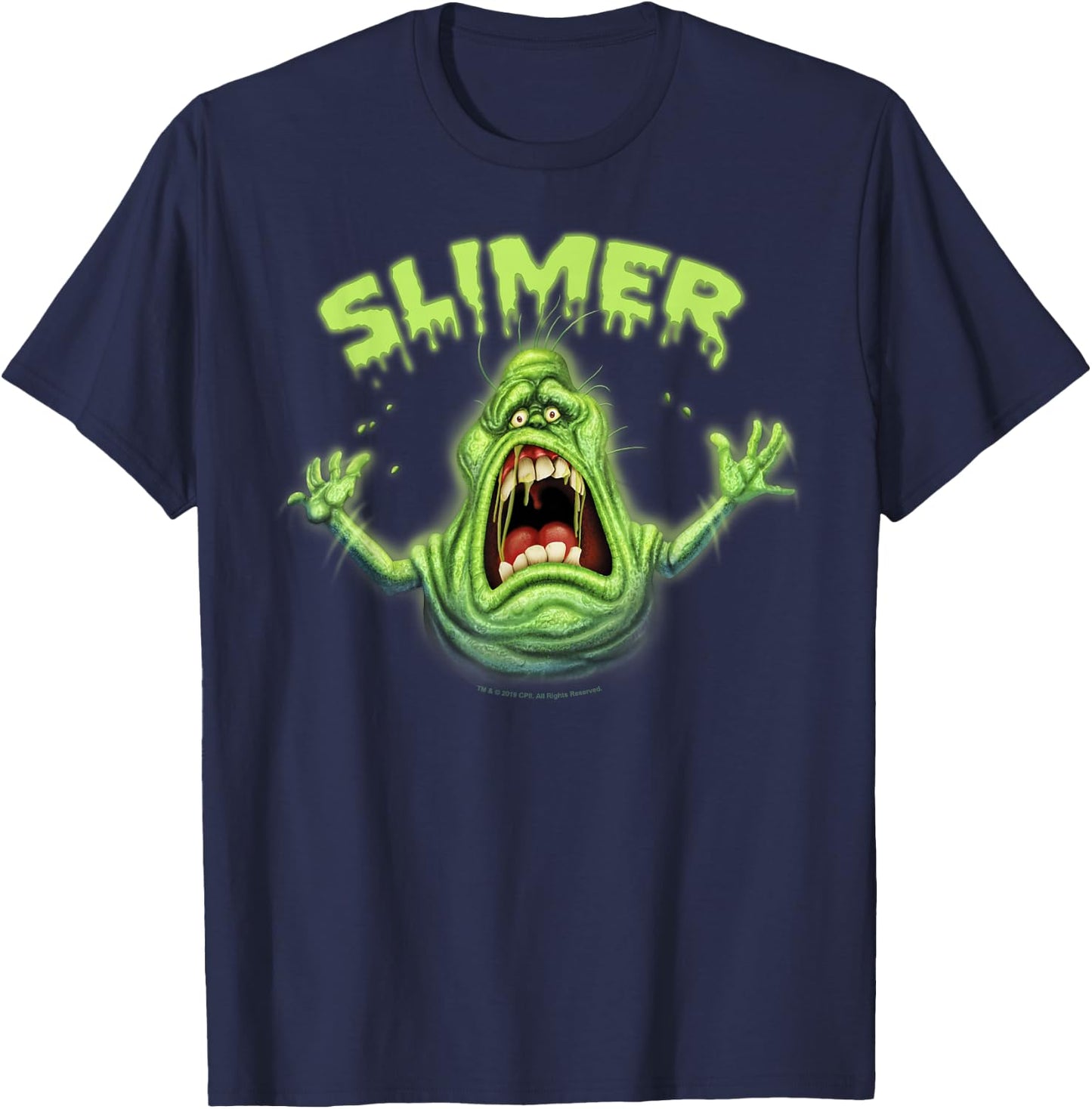 Ghostbusters Slimer Neon Portrait T-Shirt - T-Shirt | Navy