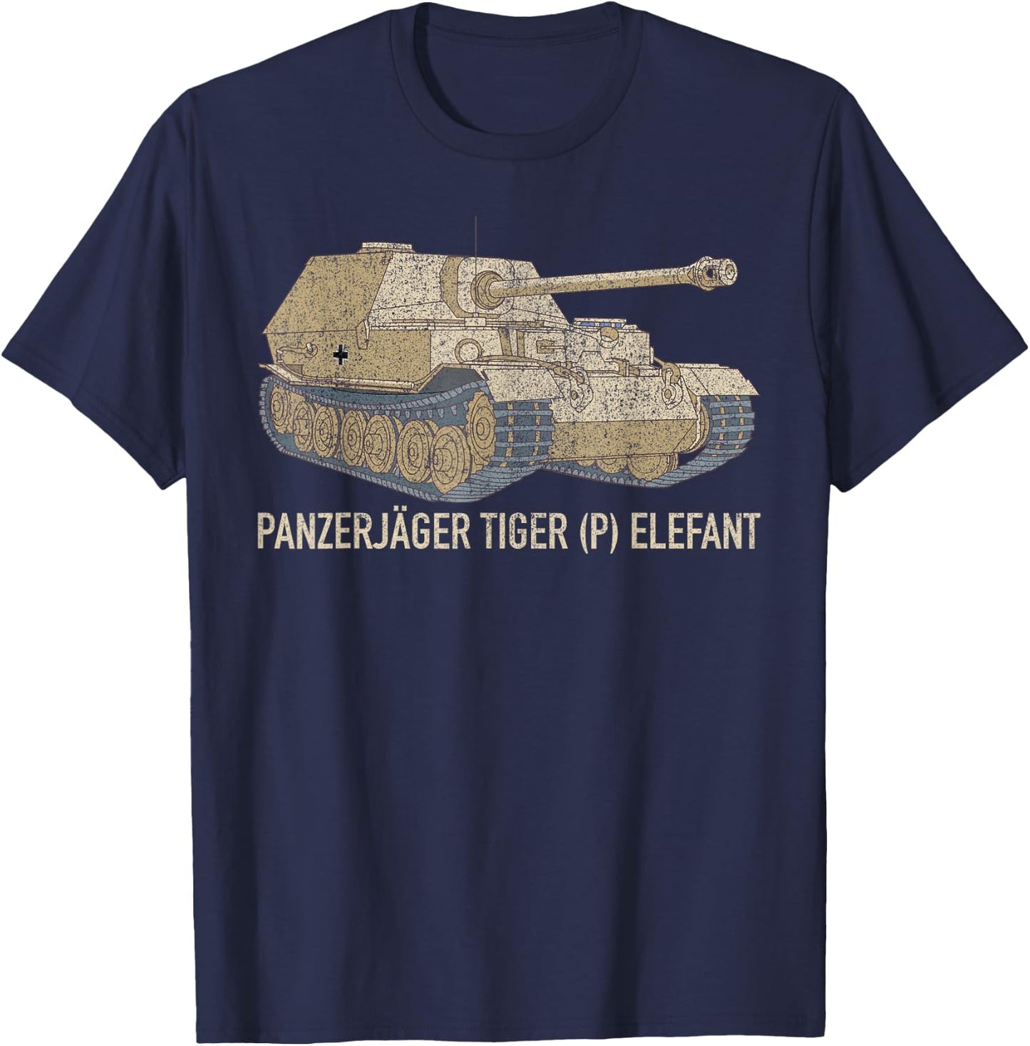 Elefant Tank Destroyer German WW2 Panzerjager Tiger T-Shirt - T-Shirt | Navy