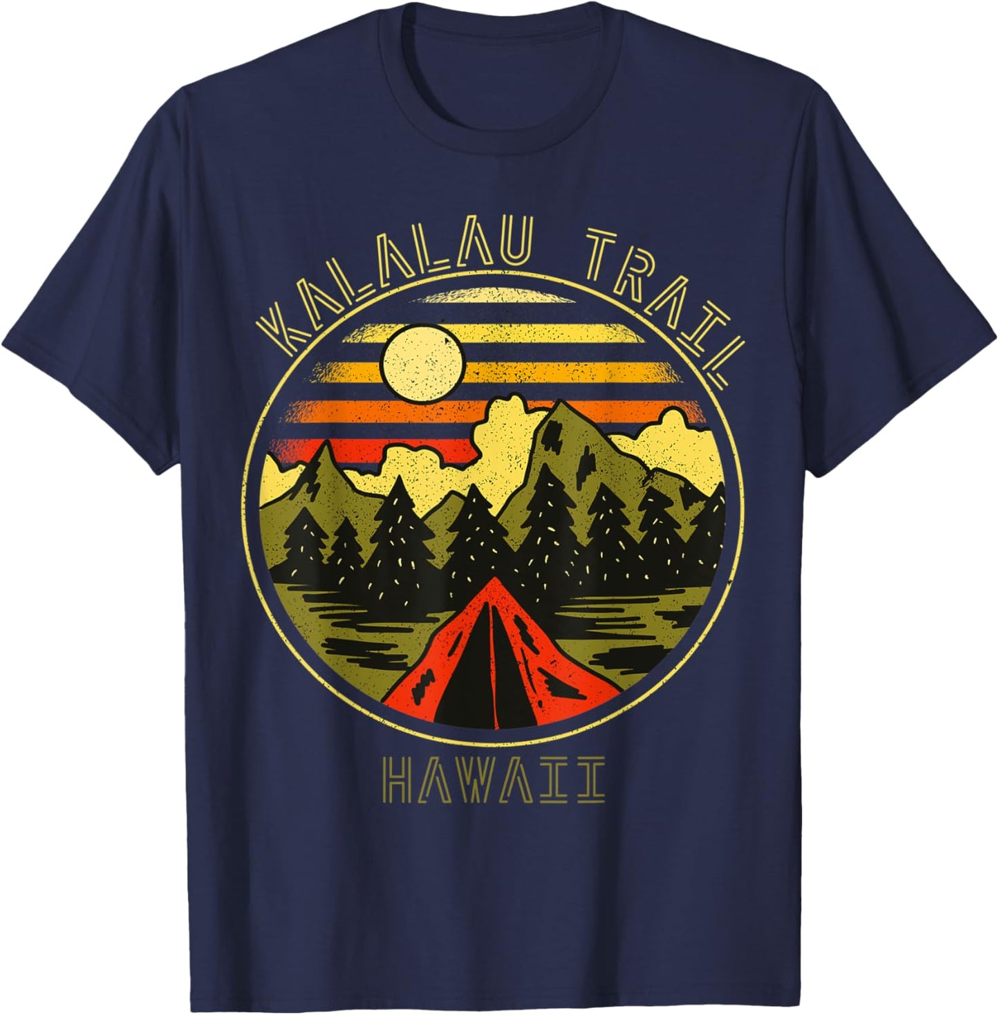 Camping Kalalau Trail Hawaii Nature Hiking Bonfire T-Shirt - T-Shirt | Navy