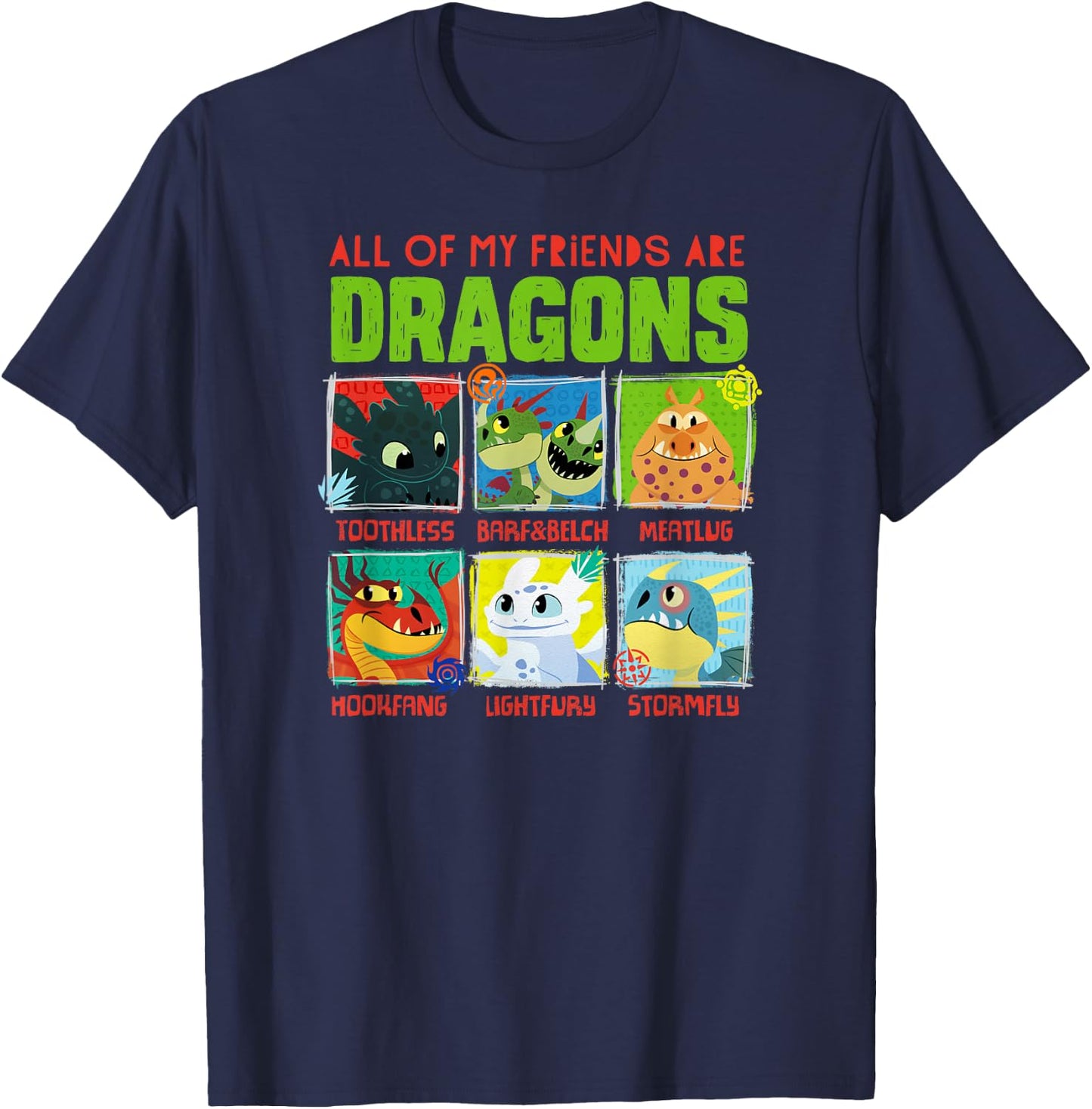 How to Train Your Dragon 3 Hidden World Dragon Friends T-Shirt - T-Shirt | Navy