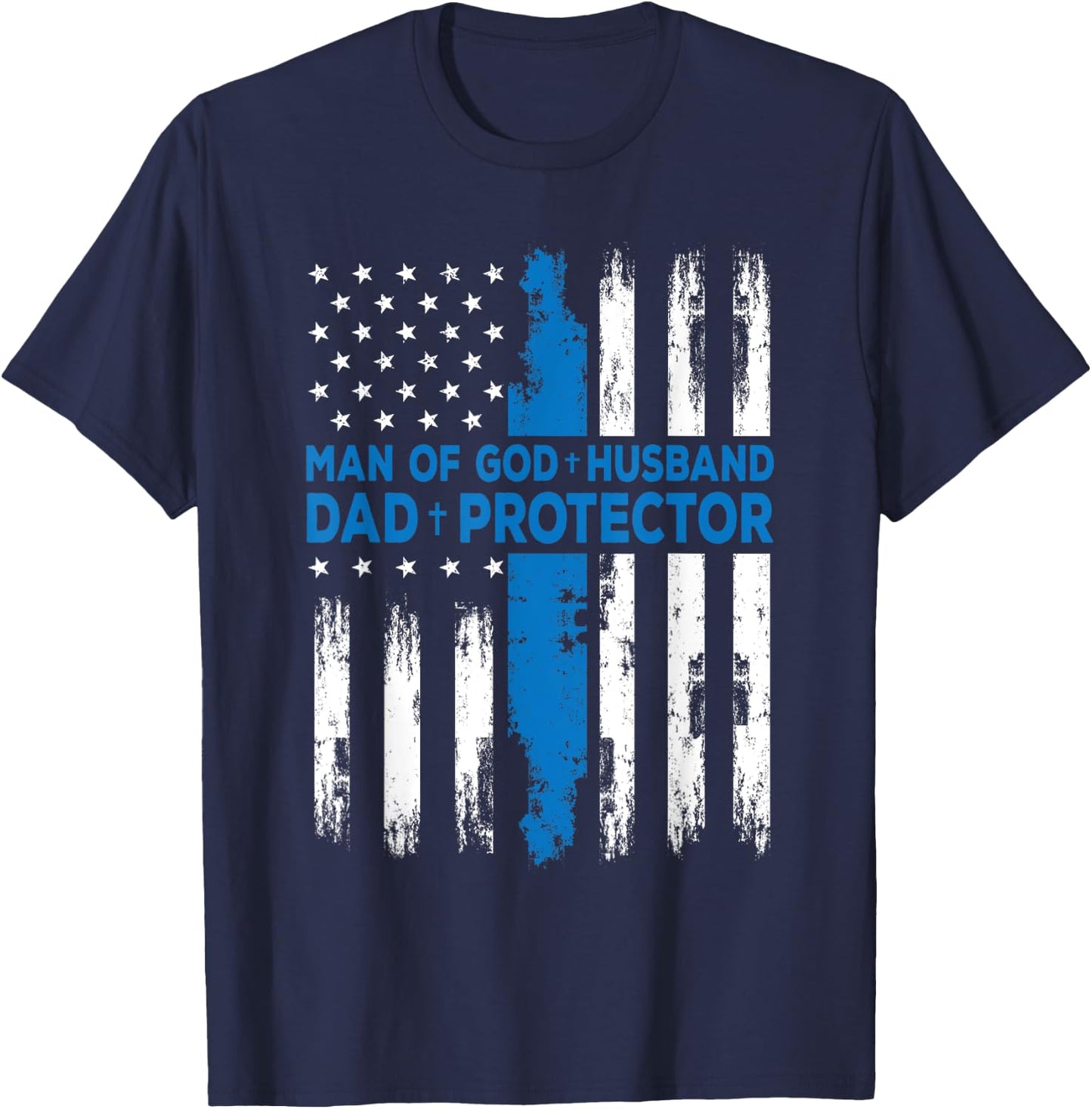 Jesus God Religious Man of God Husband Dad Protector T-Shirt - T-Shirt | Navy