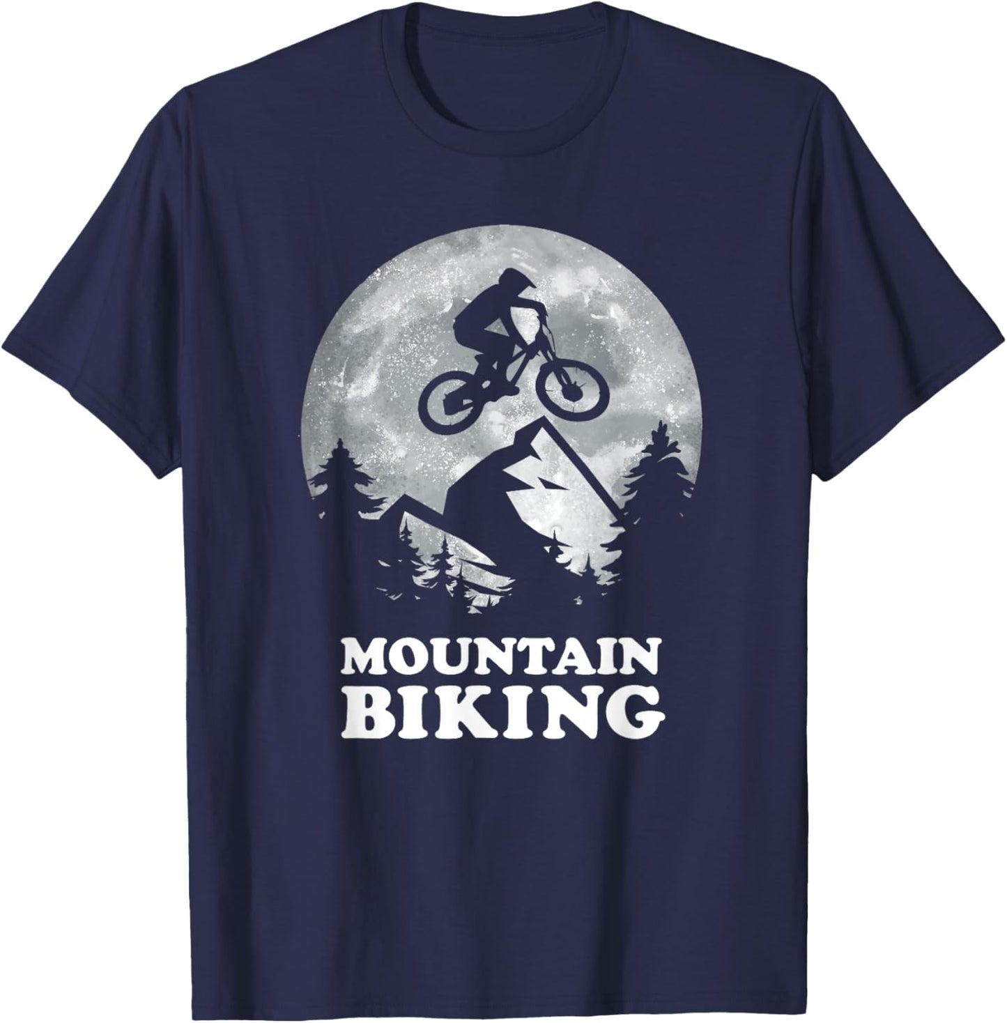 funny men cycling mountain bike MTB moon biking T-Shirt - T-Shirt | Navy