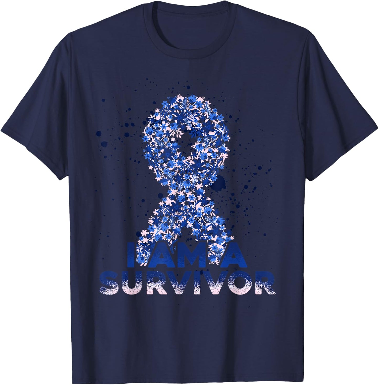 Blue Ribbon Colon Cancer Survivor T-Shirt - T-Shirt | Navy