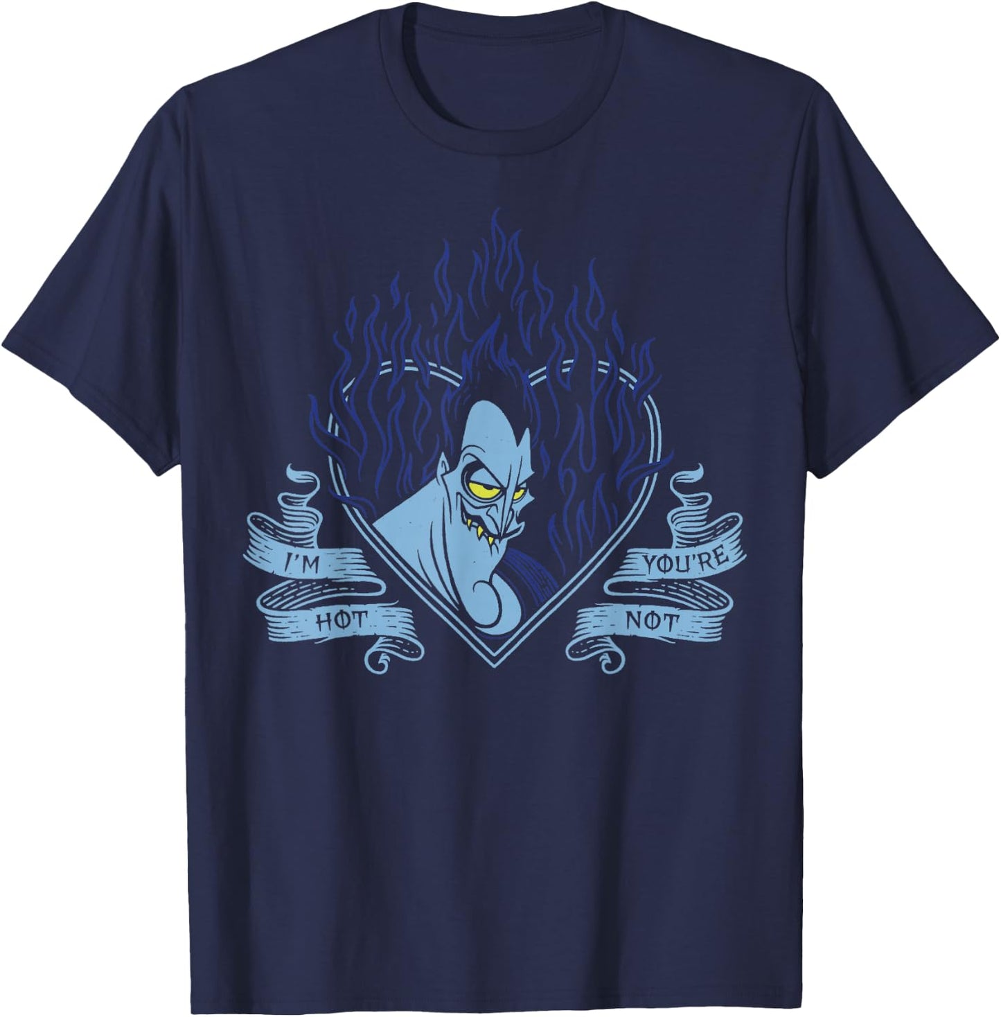 Disney Villains Valentine's Day Hades I'm Hot Heart Vintage T-Shirt - T-Shirt | Navy