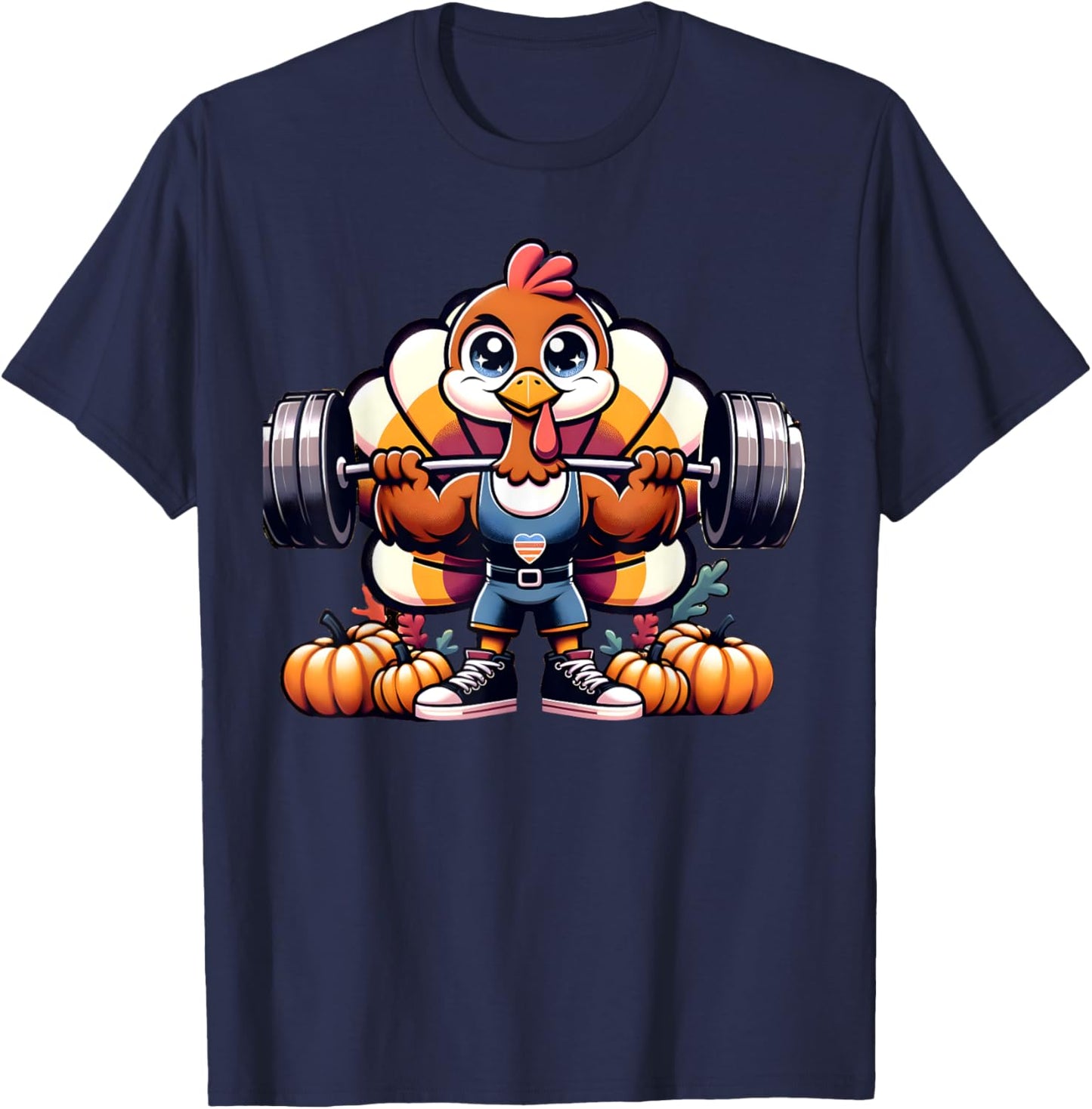 Funny Turkey Today is Leg Day Thanksgiving Weightlifting T-Shirt - T-Shirt | Navy