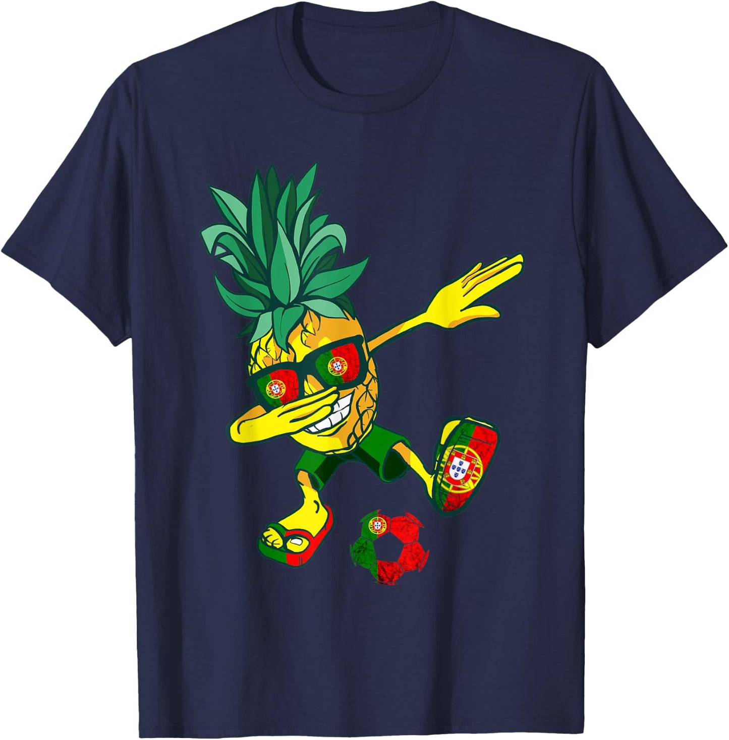 Portugal Portuguese Soccer Player Pineapple Portuguese Flag T-Shirt - T-Shirt | Navy