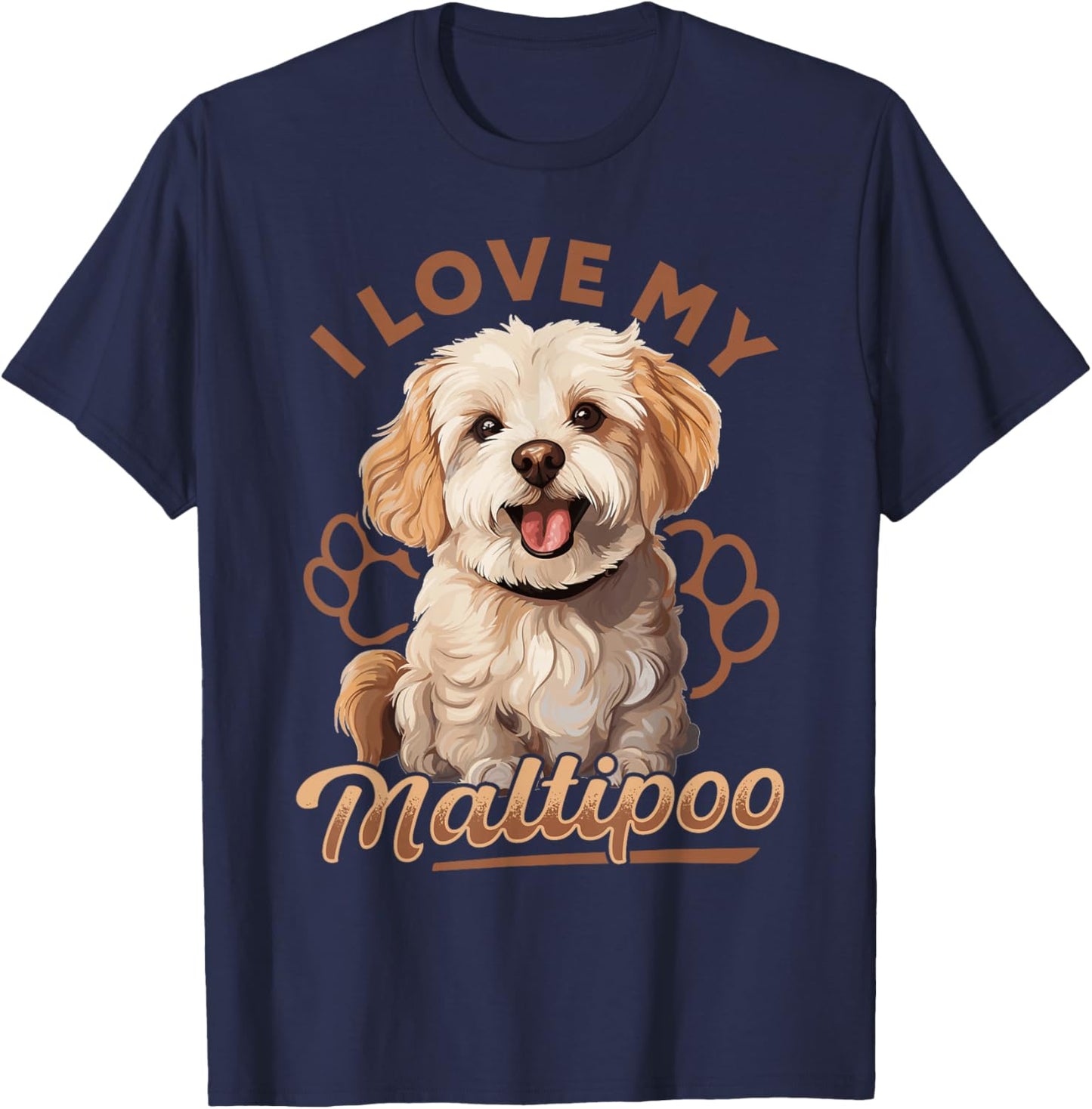 Maltipoo Dog Breed Pet I Love my Maltipoo Women Girls Kids T-Shirt - T-Shirt | Navy