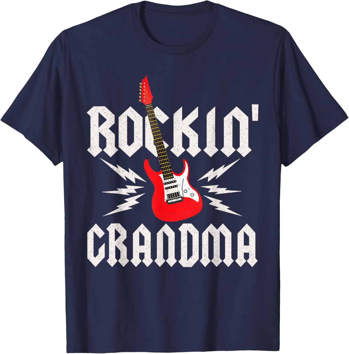 Grandma Rockin One Birthday Family Matching Rock Guitar T-Shirt - T-Shirt | Navy