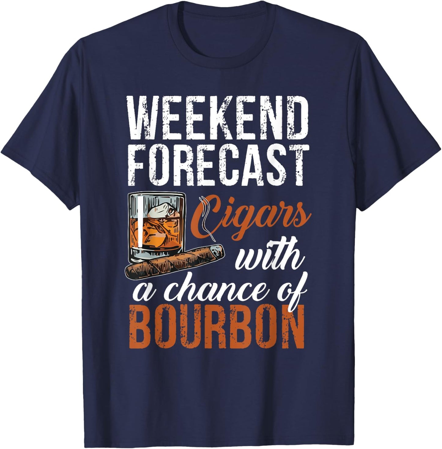 Cool Shirt For Cigars And Bourbon Lover Grandpa Men's Black Small Modern Letter Print T-Shirt - T-Shirt | Navy