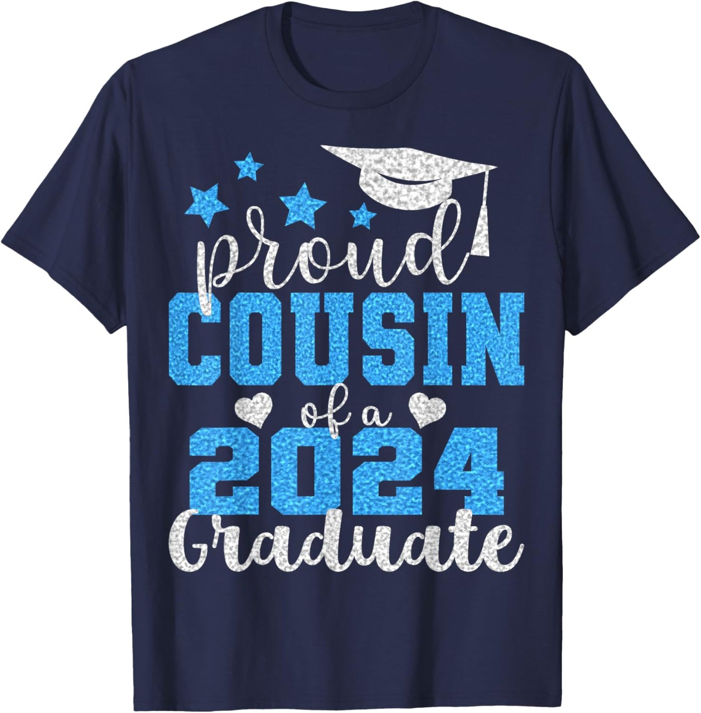 Super Proud Cousin of 2024 Graduate Awesome Family College T-Shirt - T-Shirt | Navy