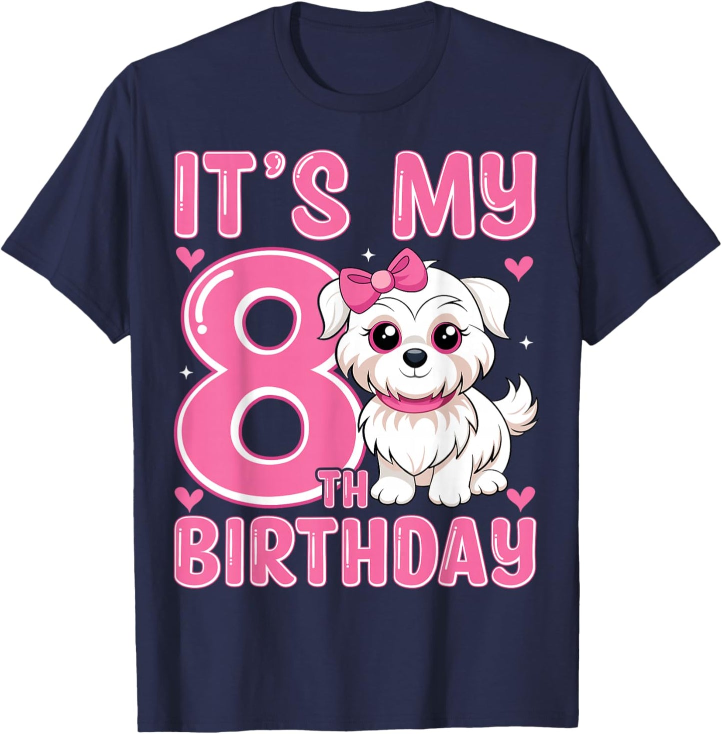 It's My 8th Birthday Cute Puppy Dog Kids 8 Years Old T-Shirt - T-Shirt | Navy