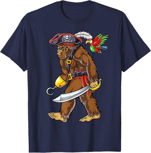 Bigfoot Pirate Jolly Roger Costume Men Kids Boys Sasquatch T-Shirt - T-Shirt | Navy