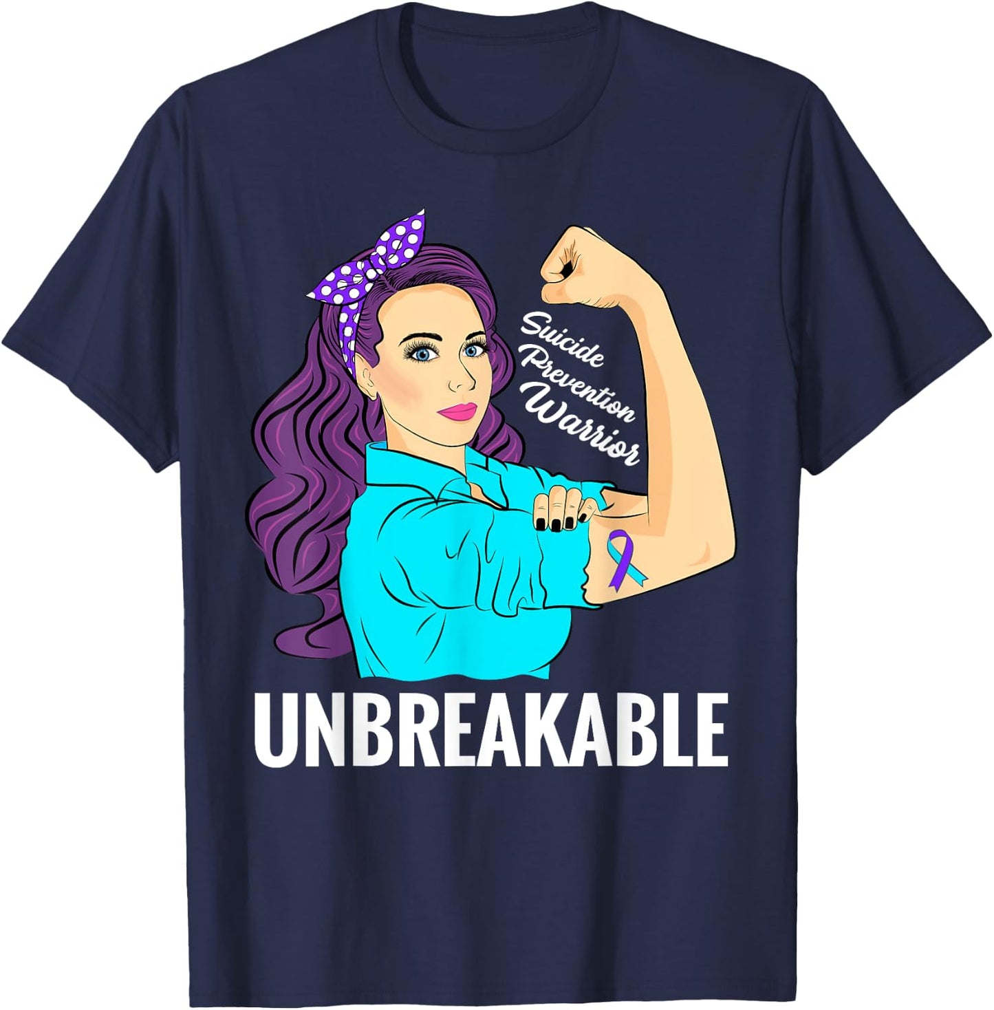 Suicide Prevention Awareness Mental Health Warrior T-Shirt - T-Shirt | Navy