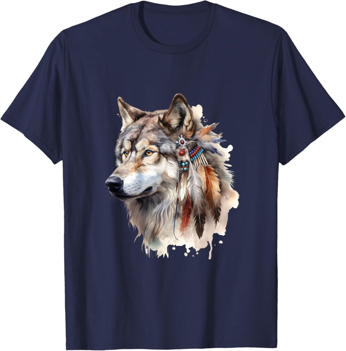 Native American Tribe Wolf T-Shirt - T-Shirt | Navy