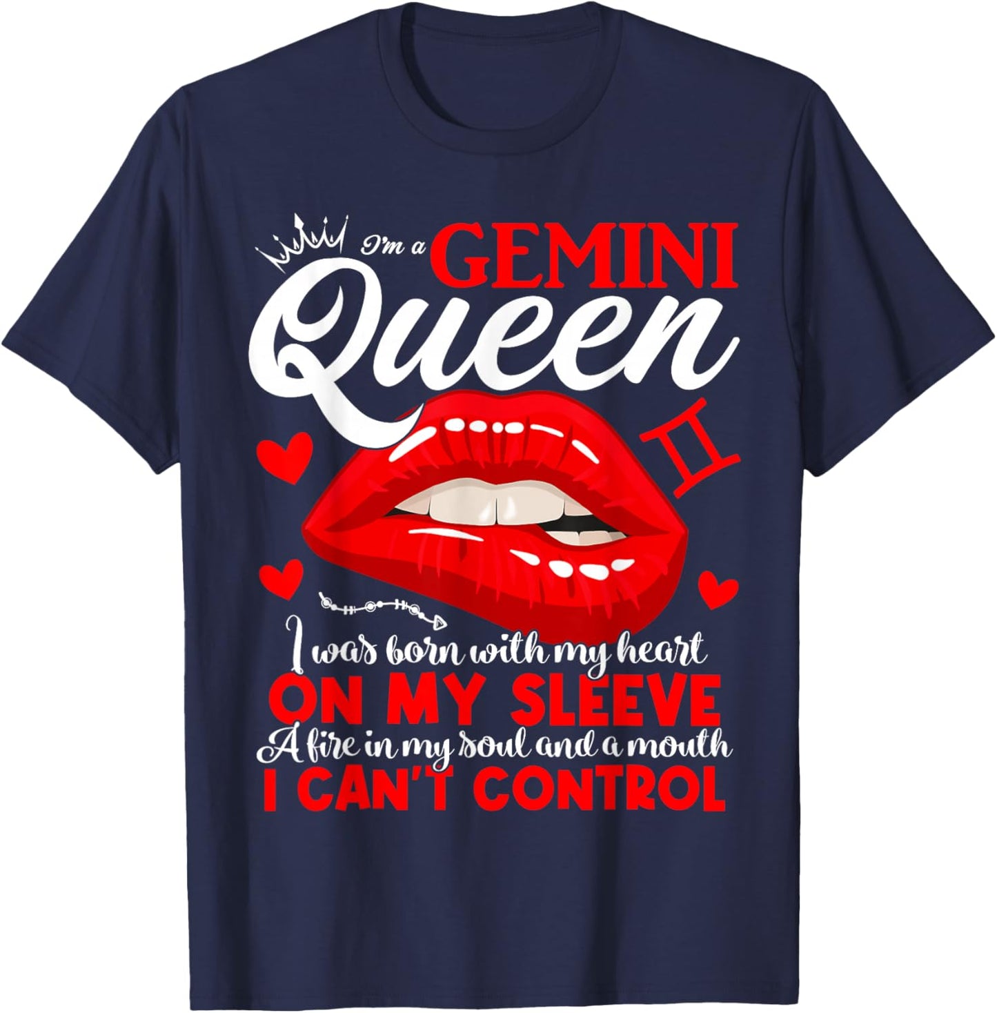 Gemini Queen June Birthday May Gemini Zodiac Sign Women Girl T-Shirt - T-Shirt | Navy
