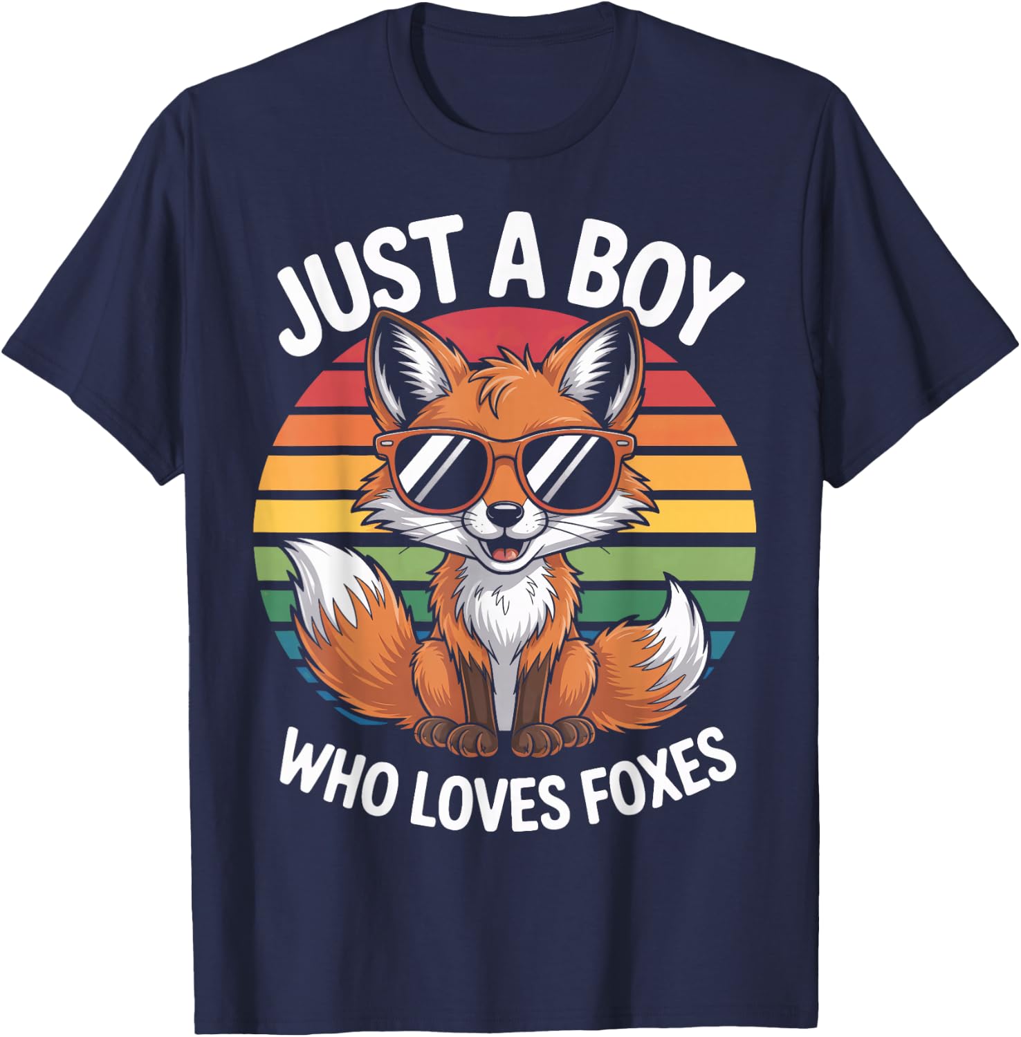 Just A Boy Who Loves Foxes Animal Enthusiast Fox Fan T-Shirt - T-Shirt | Navy