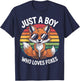 Just A Boy Who Loves Foxes Animal Enthusiast Fox Fan T-Shirt - T-Shirt | Navy
