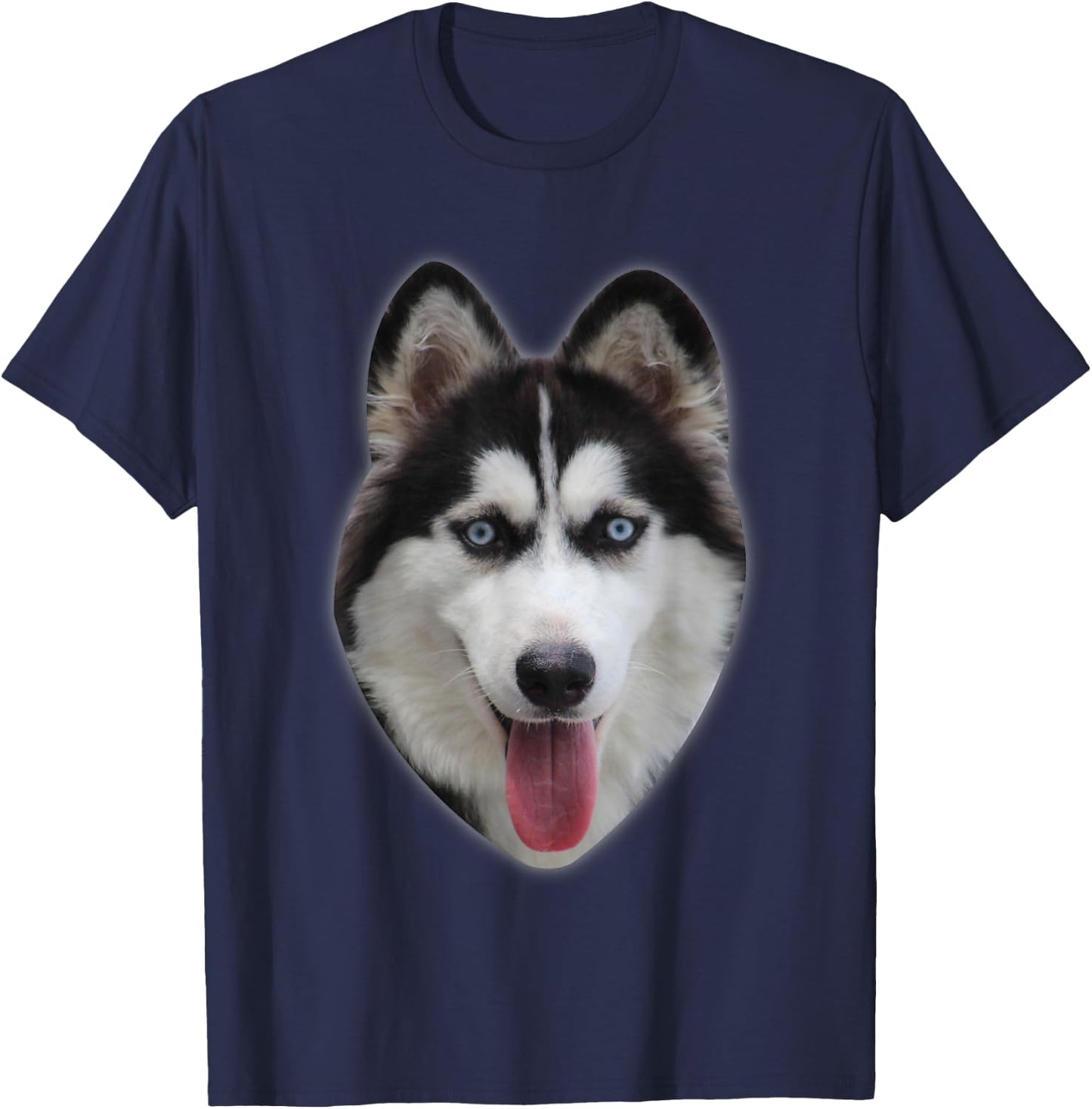 Siberian Husky Designs Siberian Husky - Men's Adult Black Short Sleeve Classic Fit - Small T-Shirt - T-Shirt | Navy