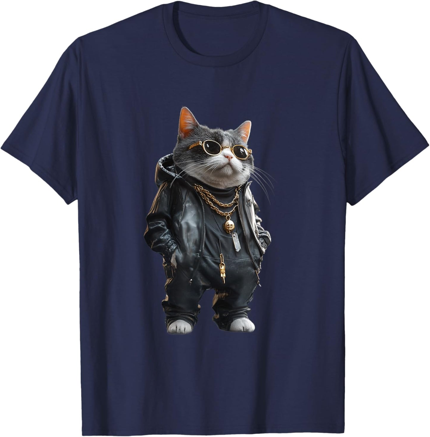 Thug Gangster Life Cat For Hip Hop Fans Meme and Cat lovers T-Shirt - T-Shirt | Navy