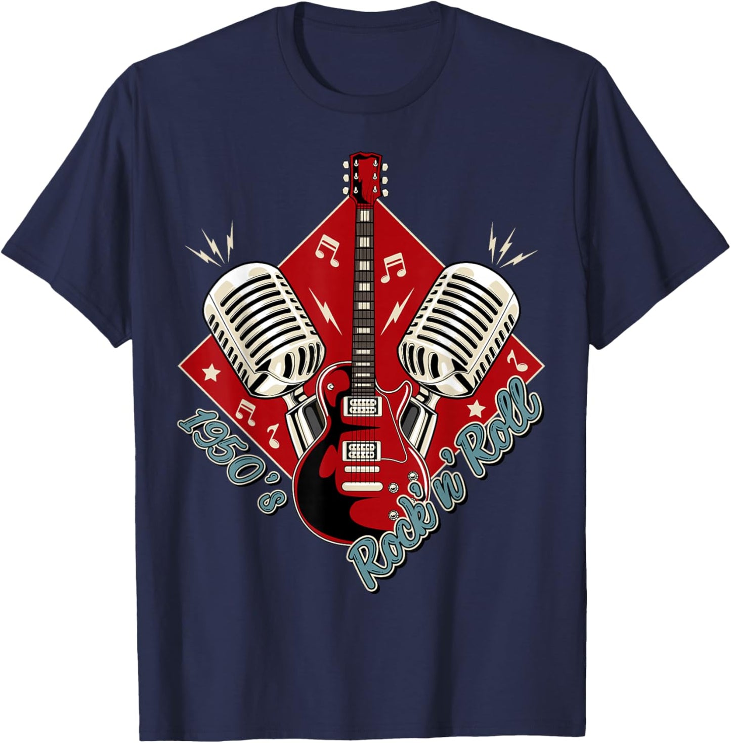 50s Rockabilly Clothing 1950s Sock Hop Swing Greaser Rocker T-Shirt - T-Shirt | Navy