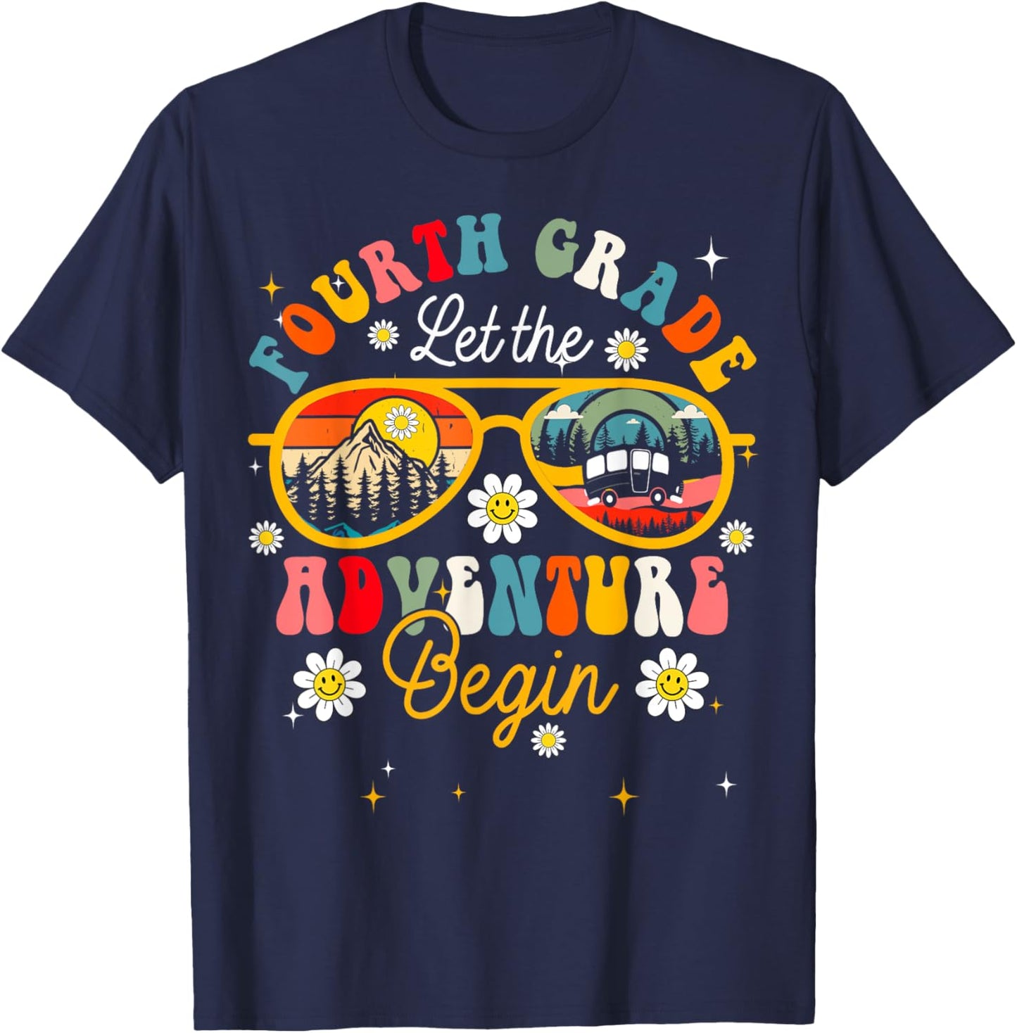 Let The 4th Grade Adventure Begin Fourth Grade Teacher T-Shirt - T-Shirt | Navy