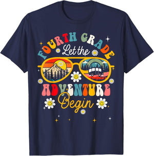 Let The 4th Grade Adventure Begin Fourth Grade Teacher T-Shirt - T-Shirt | Navy