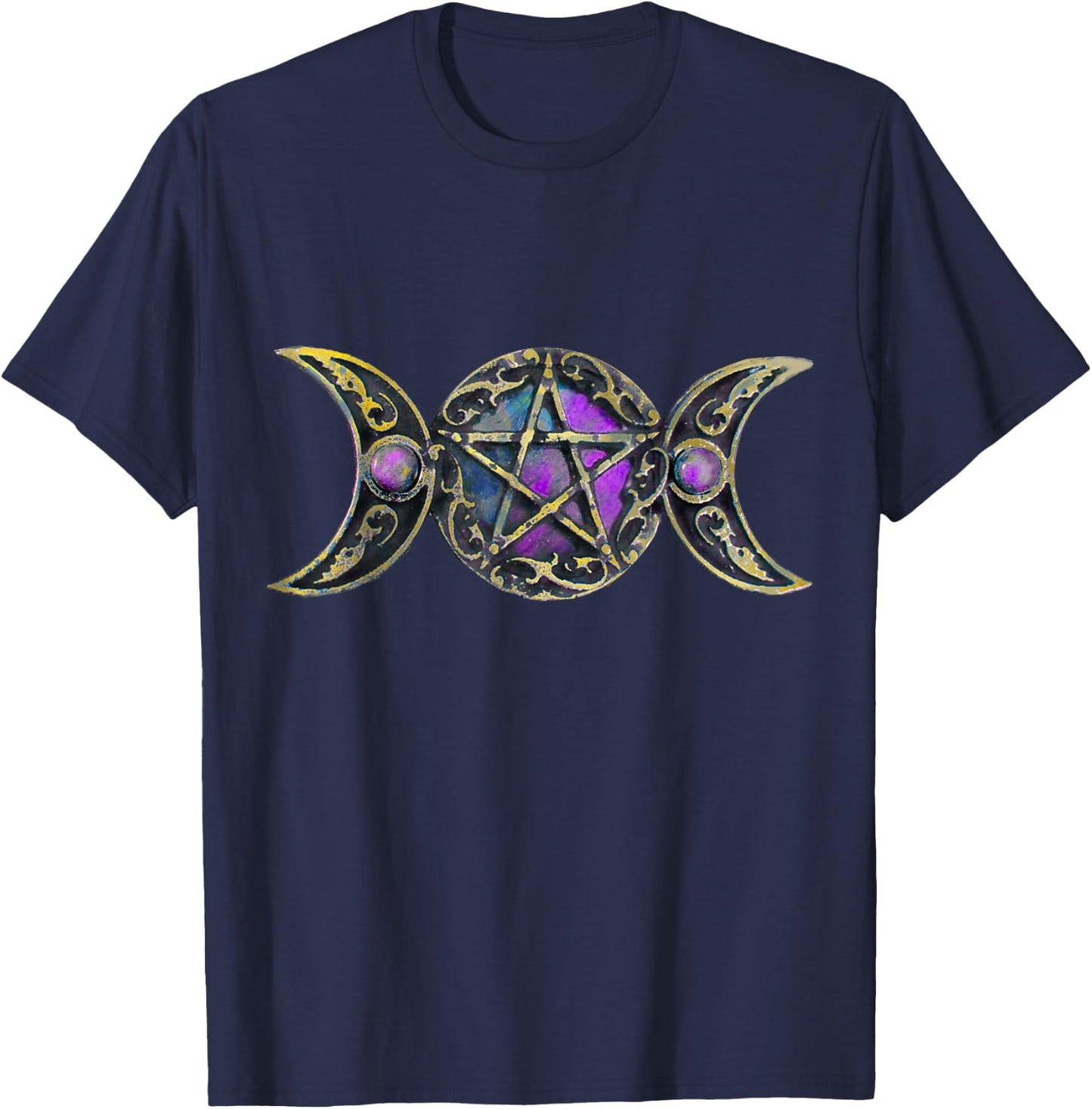 Triple Moon Symbol Goddess T-Shirt - T-Shirt | Navy