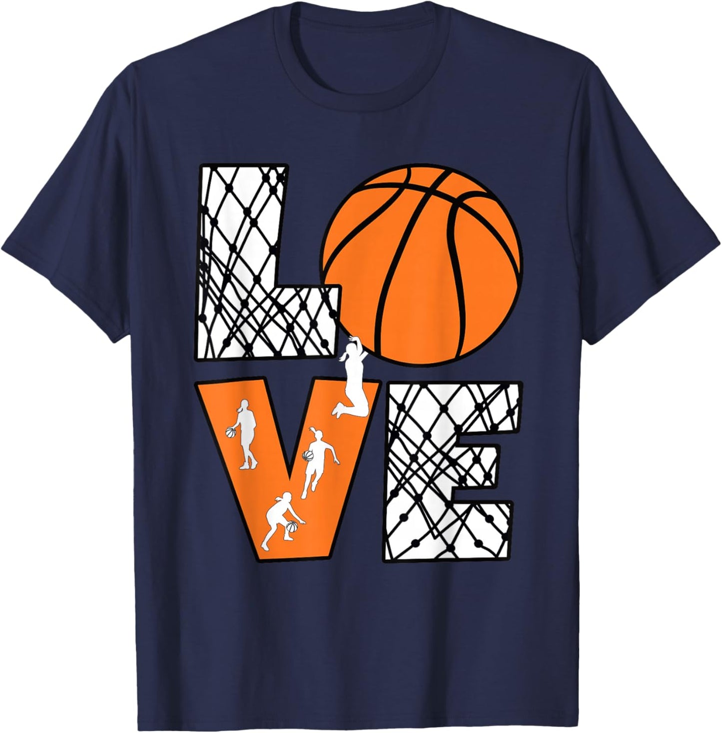 Love Basketball Cute Women Girls Basketball Lover T-Shirt - T-Shirt | Navy