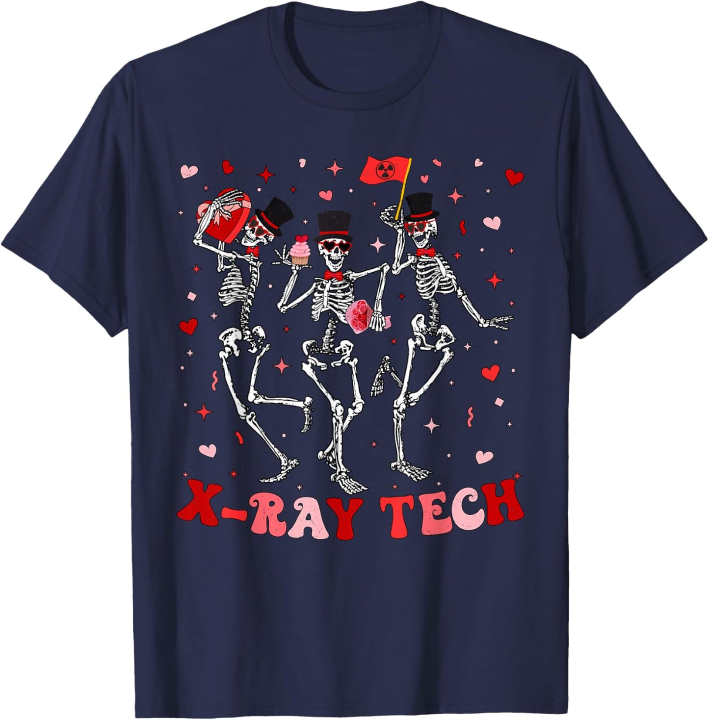 Dancing Skeleton Radiology Valentines RAD Tech X-ray Tech T-Shirt - T-Shirt | Navy