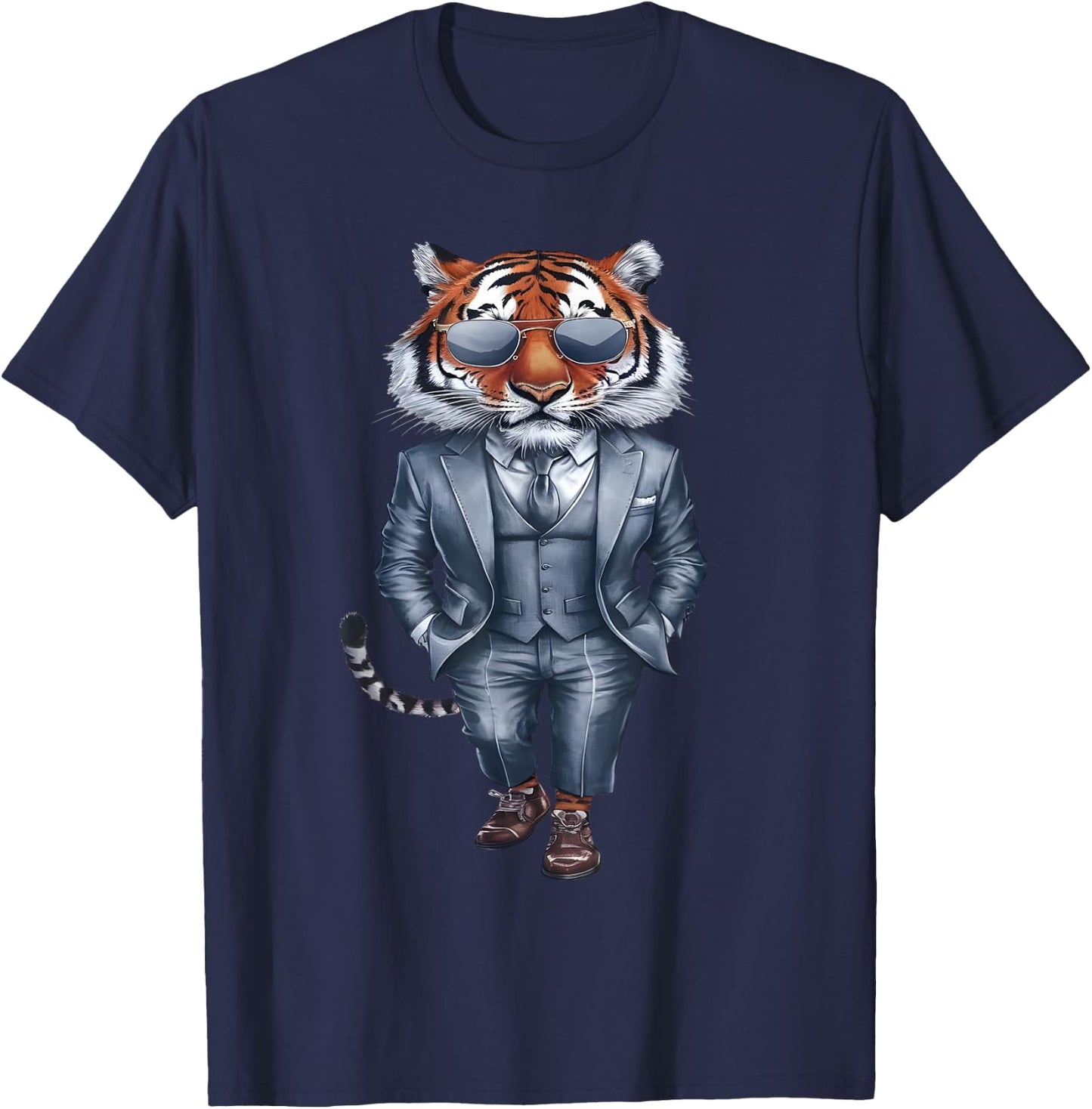 Tiger Men Woman Tiger in Suit Tiger T-Shirt - T-Shirt | Navy