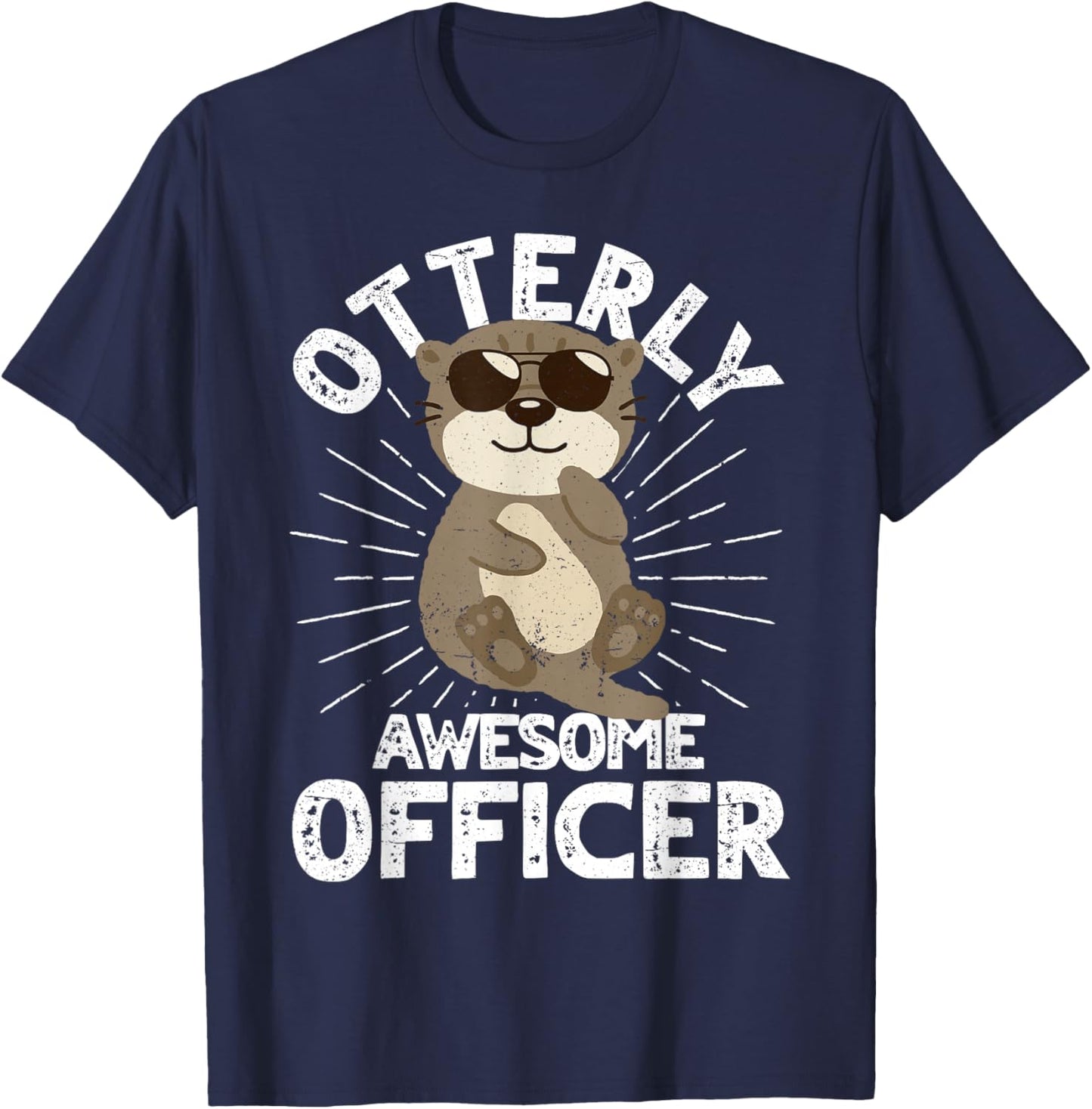 Funny Police Officer Otterly Awesome Officer Otter Cop T-Shirt - T-Shirt | Navy