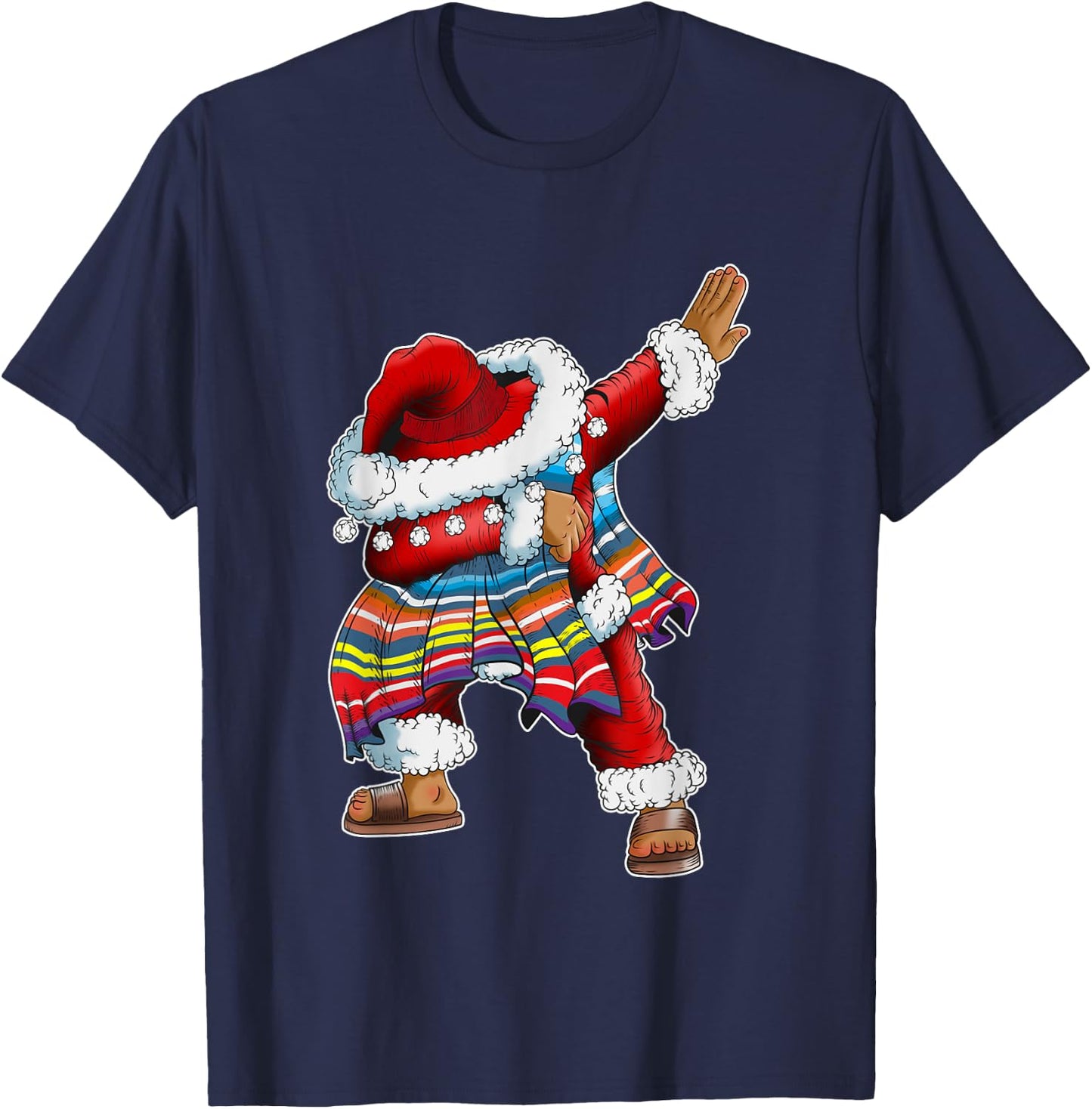 Dab Santa Claus With Mexican Poncho Is Dabbing T-Shirt - T-Shirt | Navy