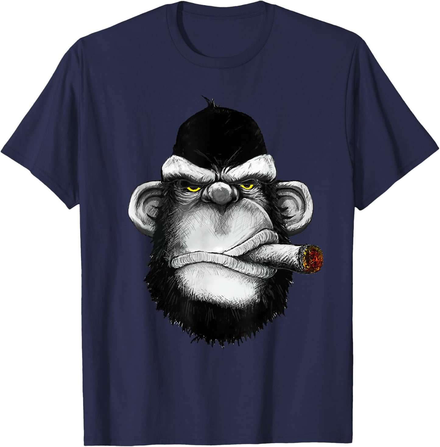 Monkey Smoking Cigar Weed T-Shirt - T-Shirt | Navy