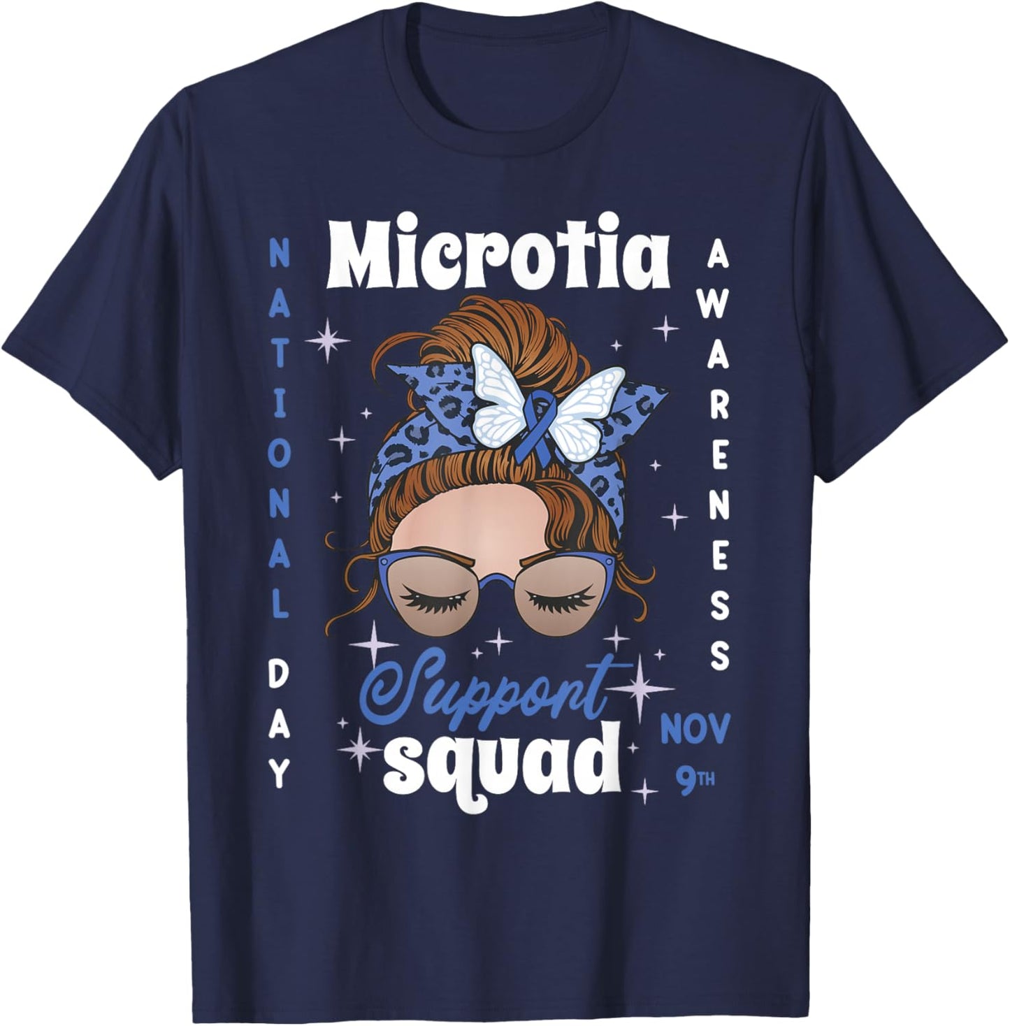 Microtia Awareness Day 2023 Blue Ribbon Family Support Fight T-Shirt - T-Shirt | Navy