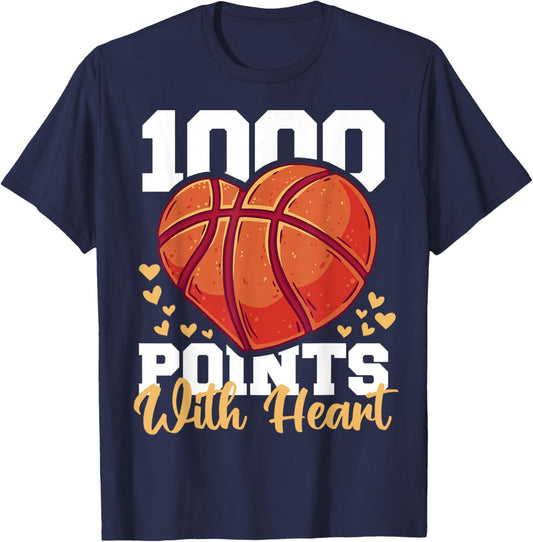 1000 Points Basketball Scorer High School Basketball Player T-Shirt - T-Shirt | Navy