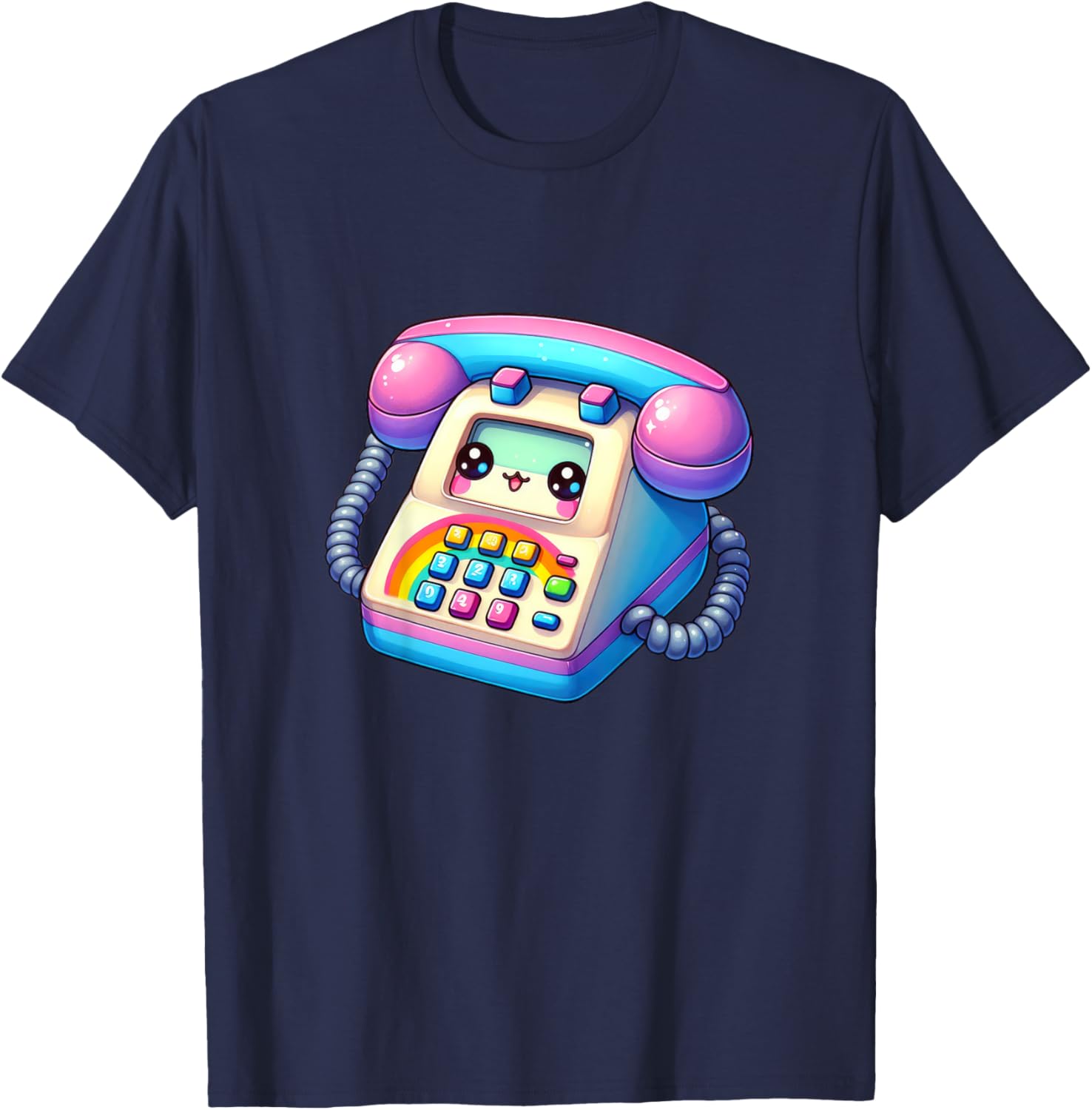 Kids Telephone Kawaii 90's Retro For Kids Boys Girls T-Shirt - T-Shirt | Navy