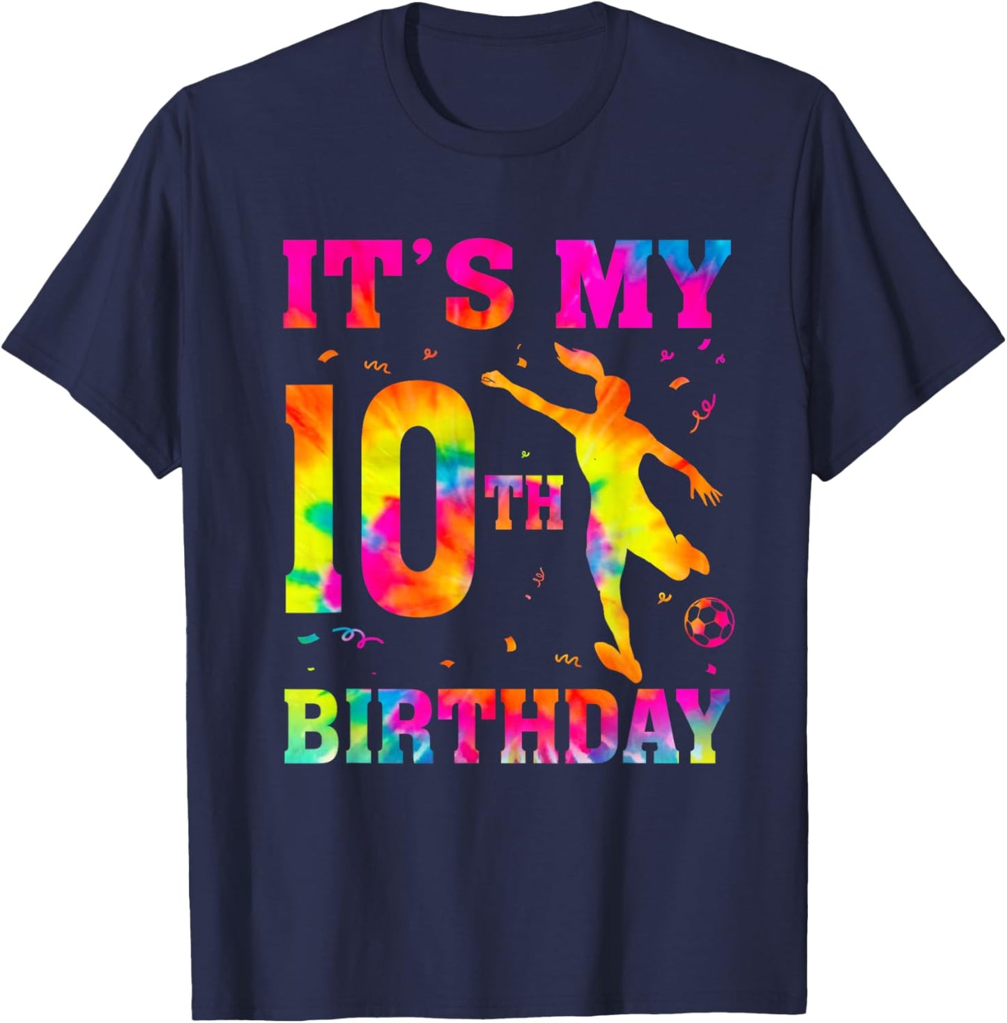 It's My 10th Birthday Soccer 10 Year Old Party Soccer Player T-Shirt - T-Shirt | Navy