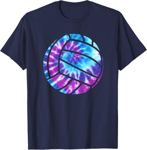 Volleyball Tie Dye Blue Purple Teenage Girls Practice T-Shirt - T-Shirt | Navy