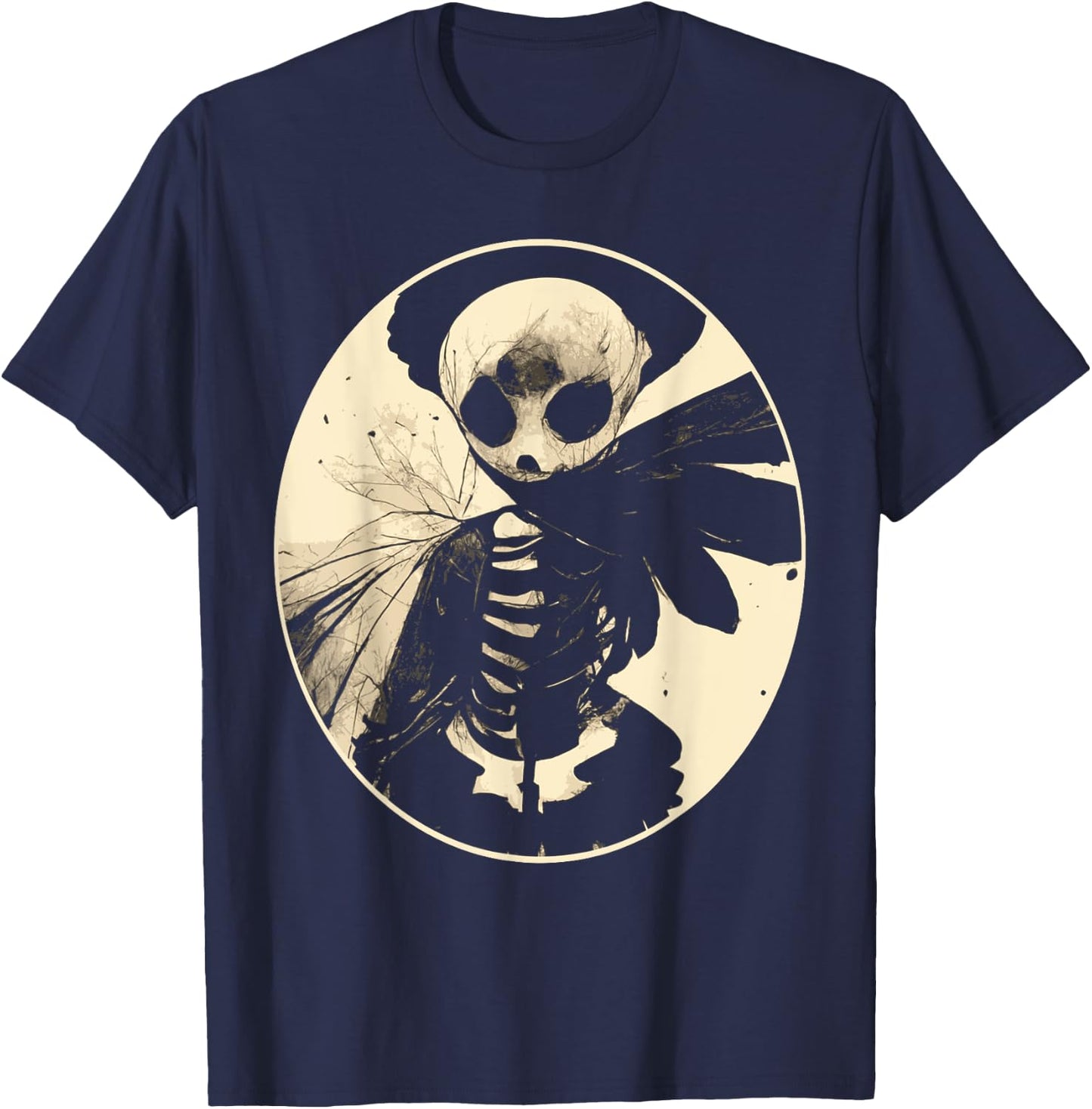 Dark Art Fairycore Butterfly Skeleton T-Shirt - T-Shirt | Navy