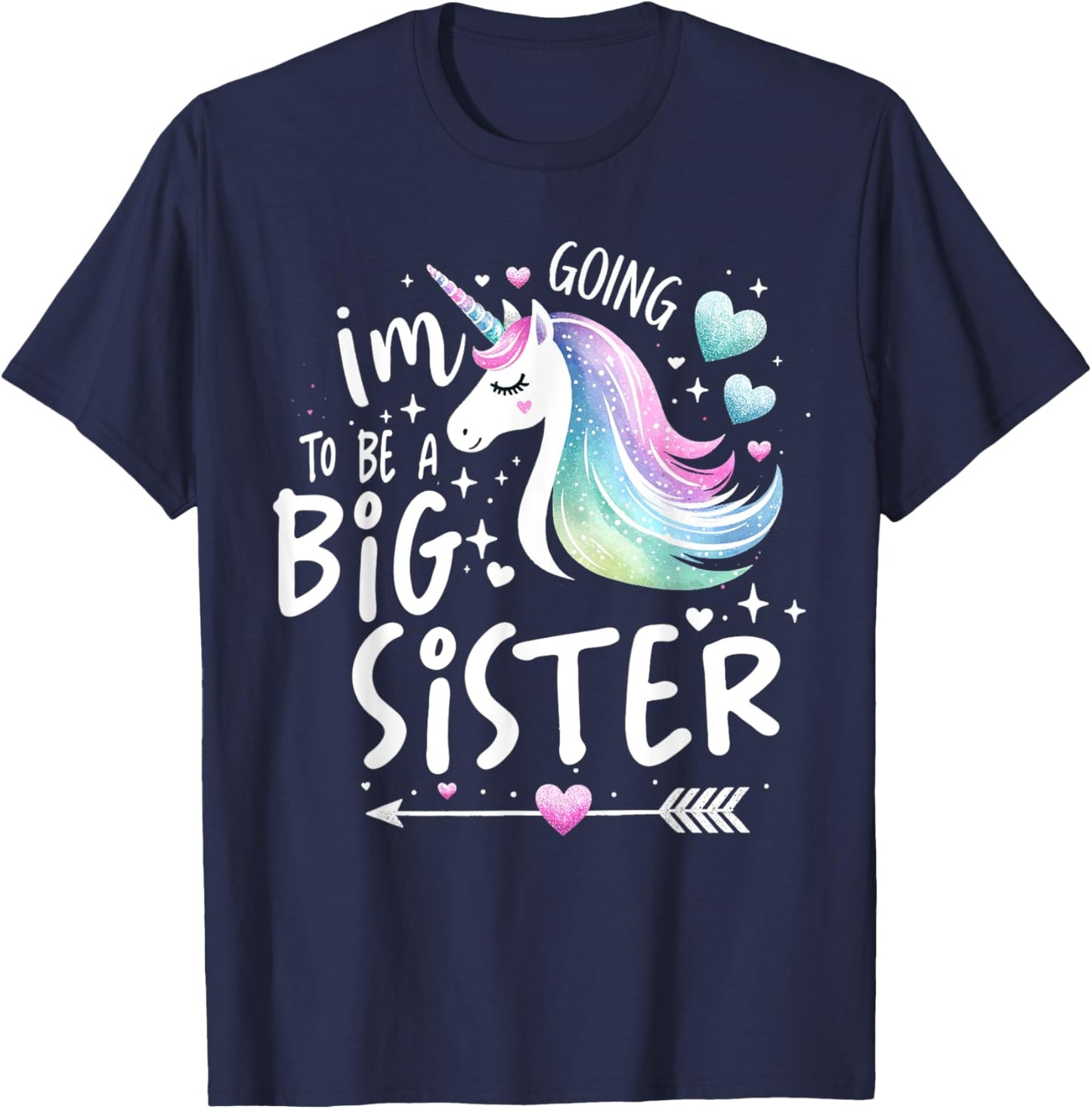 Best Sibling Baby Shower Big Sister Shirts for Girls Unicorn T-Shirt - T-Shirt | Navy