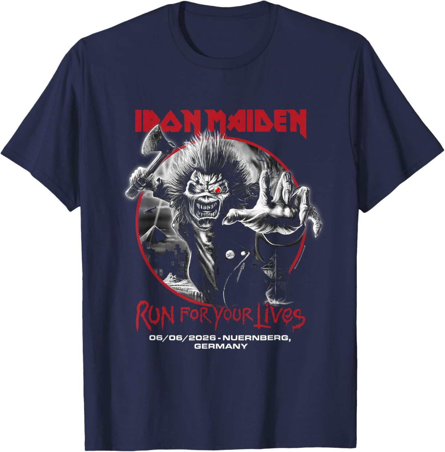 Iron Maiden Run for Your Lives Tour 2026 Nuernberg T-Shirt - T-Shirt | Navy
