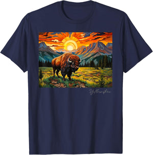 Yellowstone National Park Camping Hiking Outdoors Mountain T-Shirt - T-Shirt | Navy