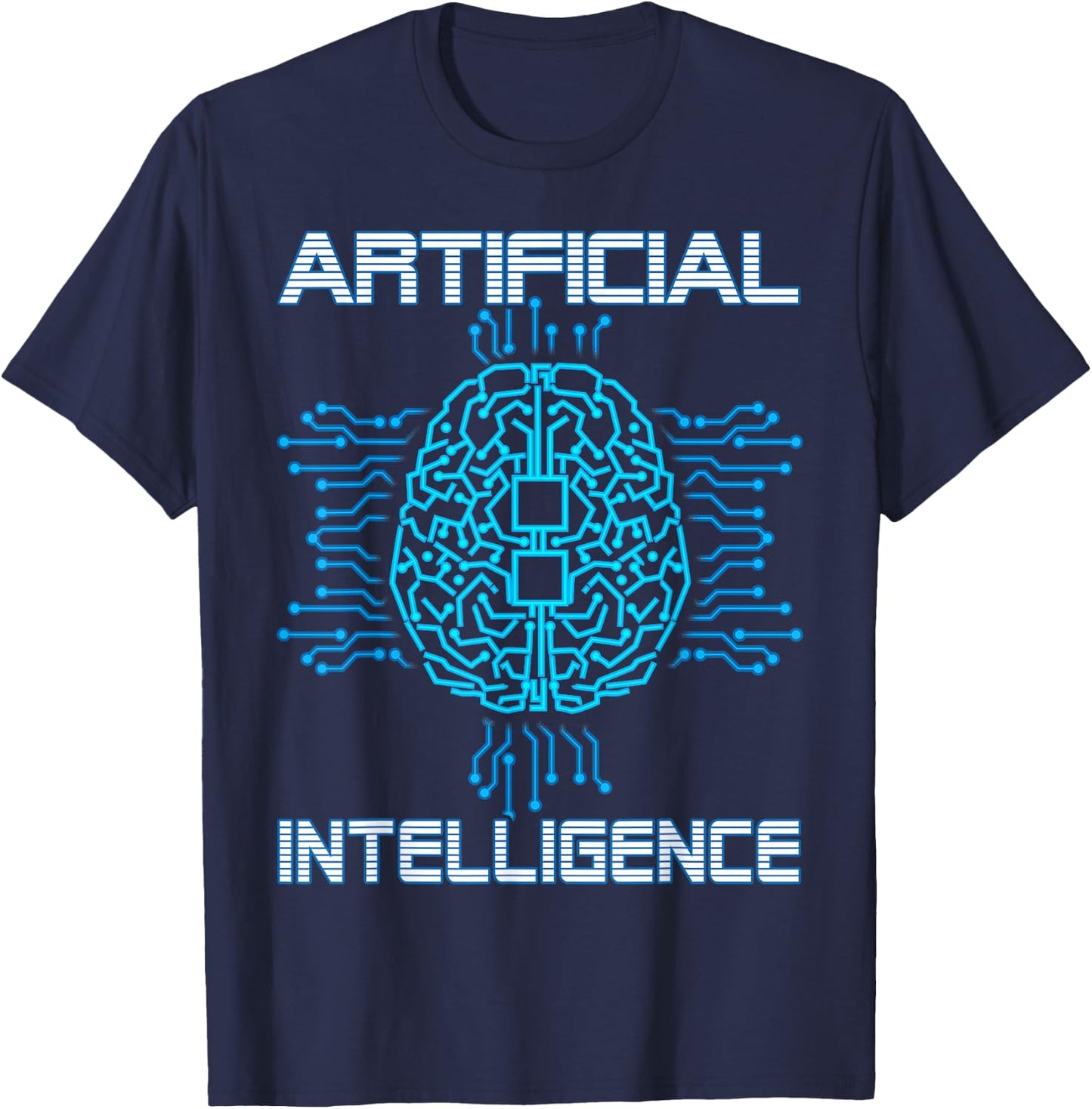 Artificial Intelligence Brain Digital Geek AI Nerd Funny T-Shirt - T-Shirt | Navy