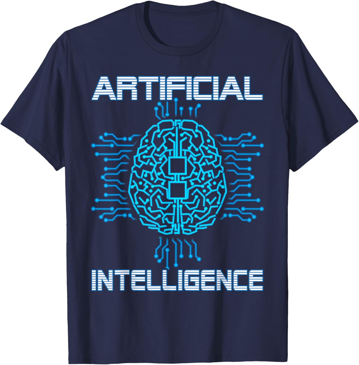 Artificial Intelligence Brain Digital Geek AI Nerd Funny T-Shirt - T-Shirt | Navy