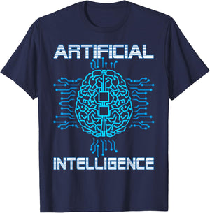 Artificial Intelligence Brain Digital Geek AI Nerd Funny T-Shirt - T-Shirt | Navy